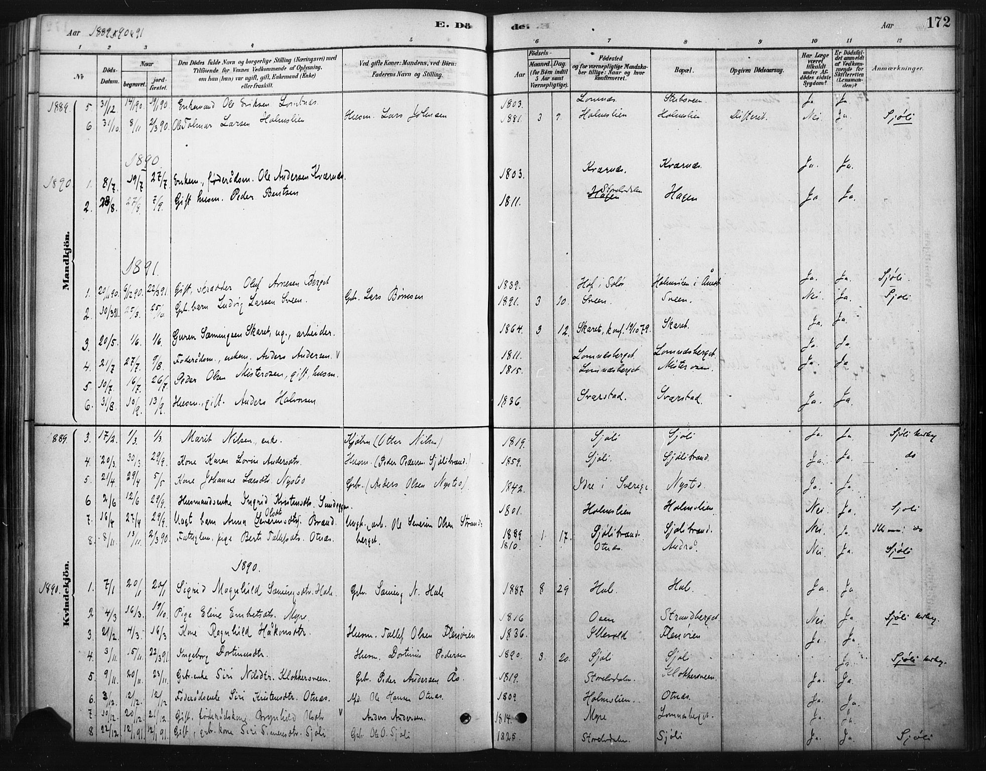 Rendalen prestekontor, AV/SAH-PREST-054/H/Ha/Haa/L0010: Parish register (official) no. 10, 1878-1901, p. 172