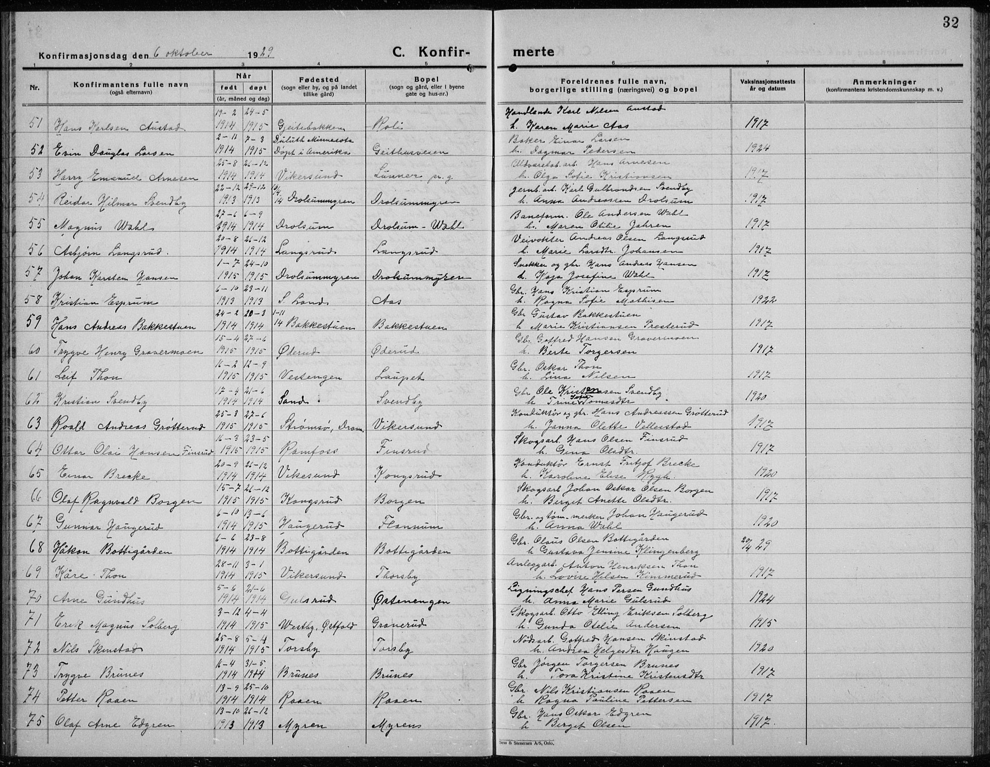 Modum kirkebøker, AV/SAKO-A-234/G/Ga/L0013: Parish register (copy) no. I 13, 1925-1938, p. 32