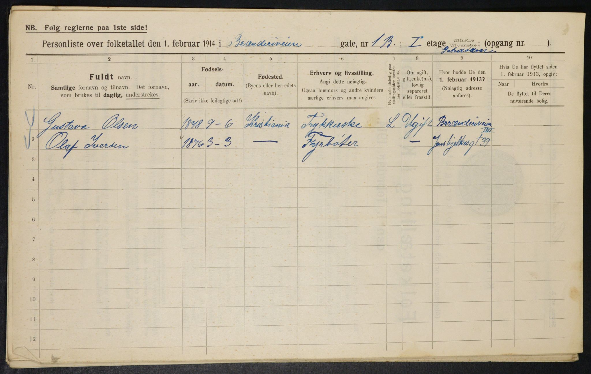 OBA, Municipal Census 1914 for Kristiania, 1914, p. 8684