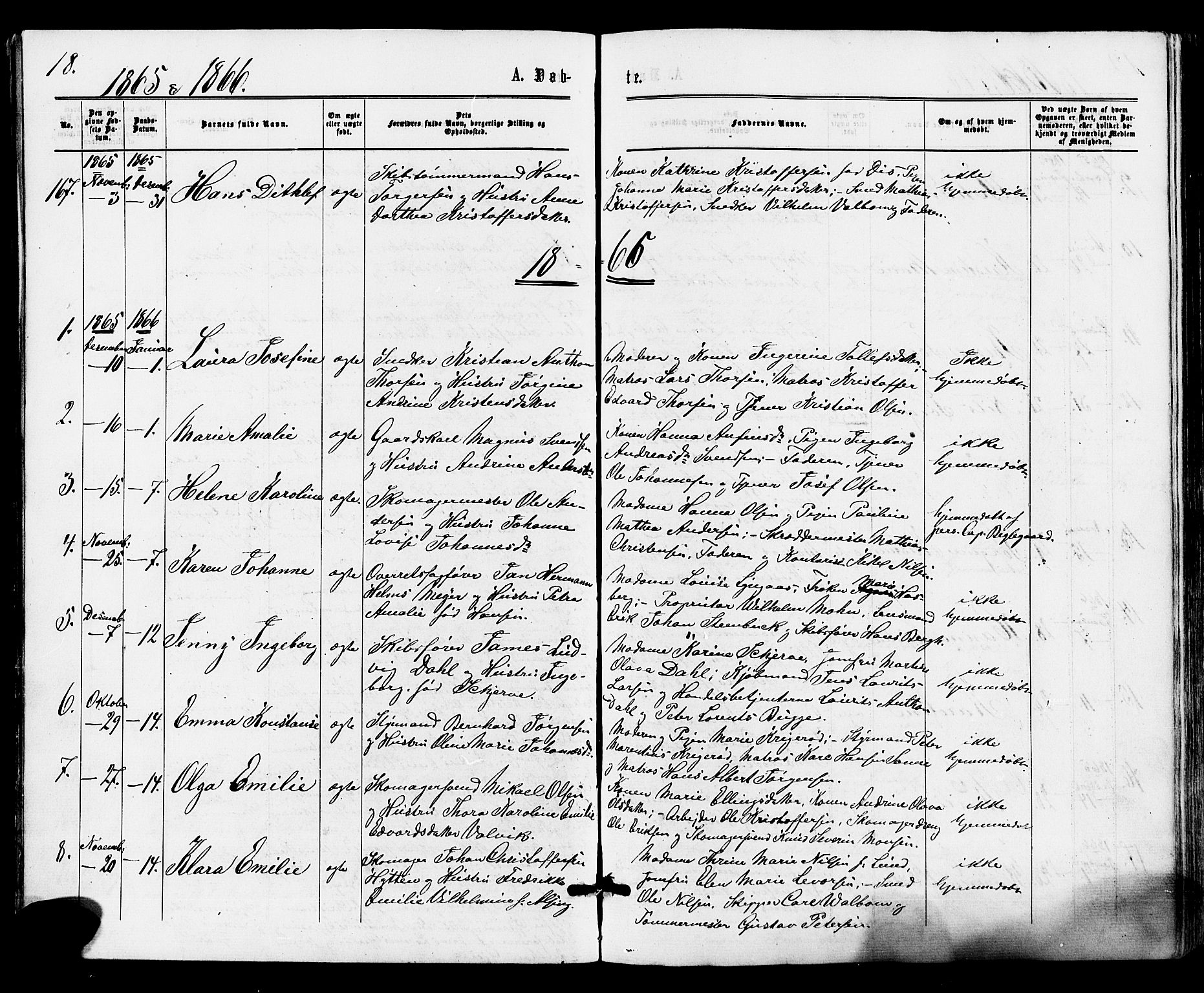 Tønsberg kirkebøker, SAKO/A-330/F/Fa/L0009: Parish register (official) no. I 9, 1865-1873, p. 18