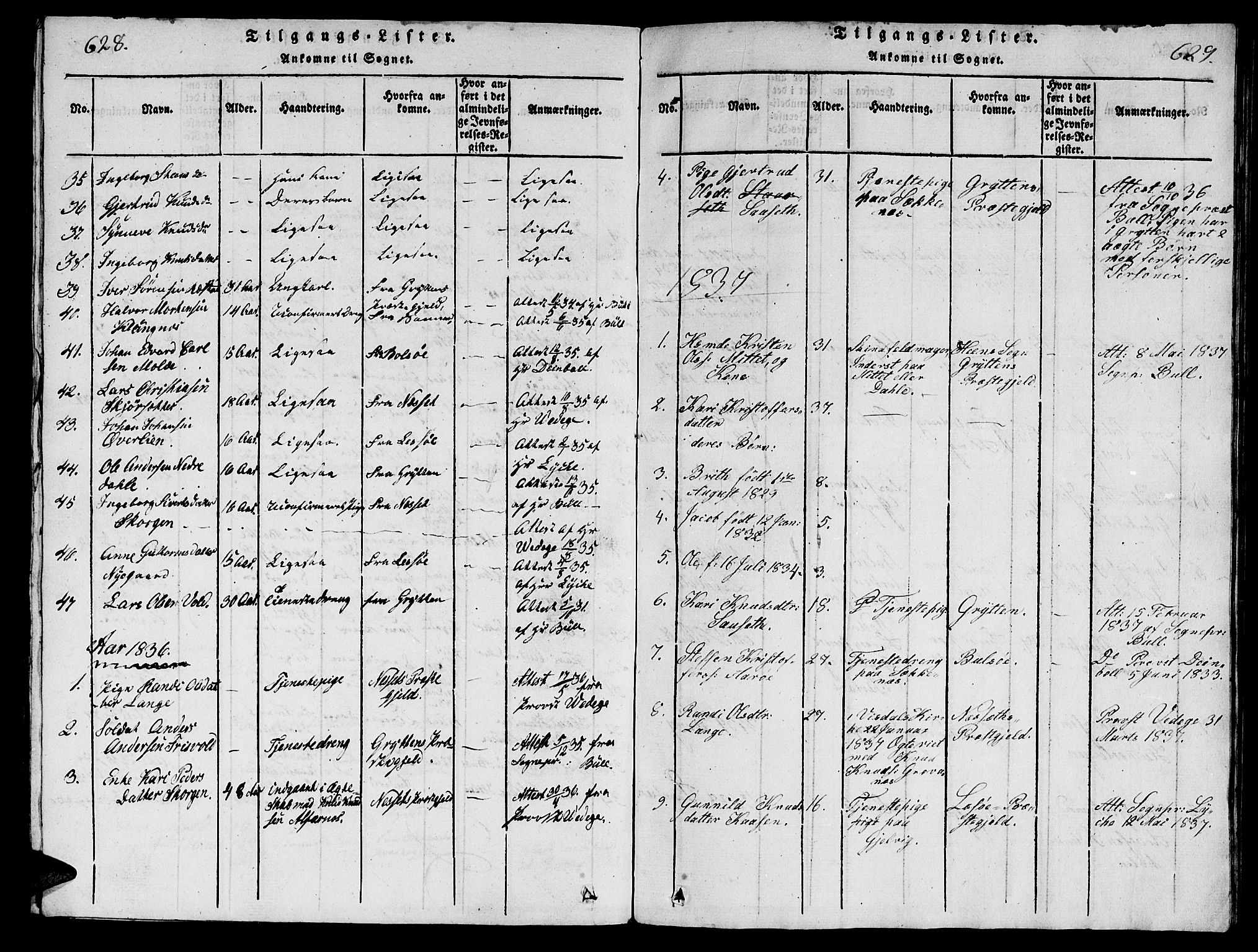 Ministerialprotokoller, klokkerbøker og fødselsregistre - Møre og Romsdal, AV/SAT-A-1454/547/L0610: Parish register (copy) no. 547C01, 1818-1839, p. 628-629