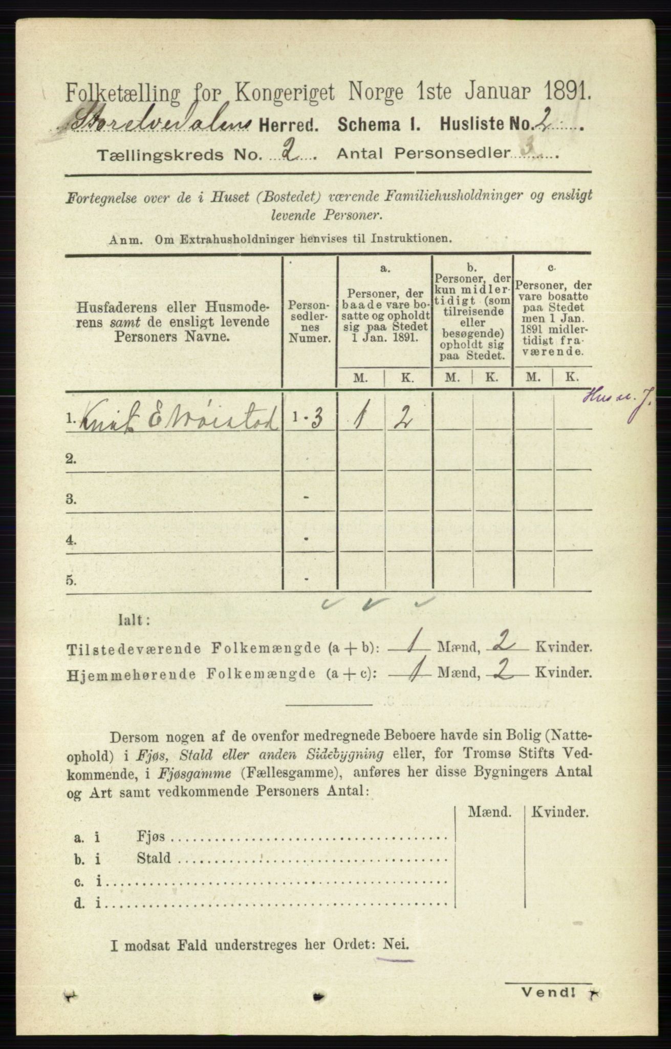 RA, 1891 census for 0430 Stor-Elvdal, 1891, p. 329