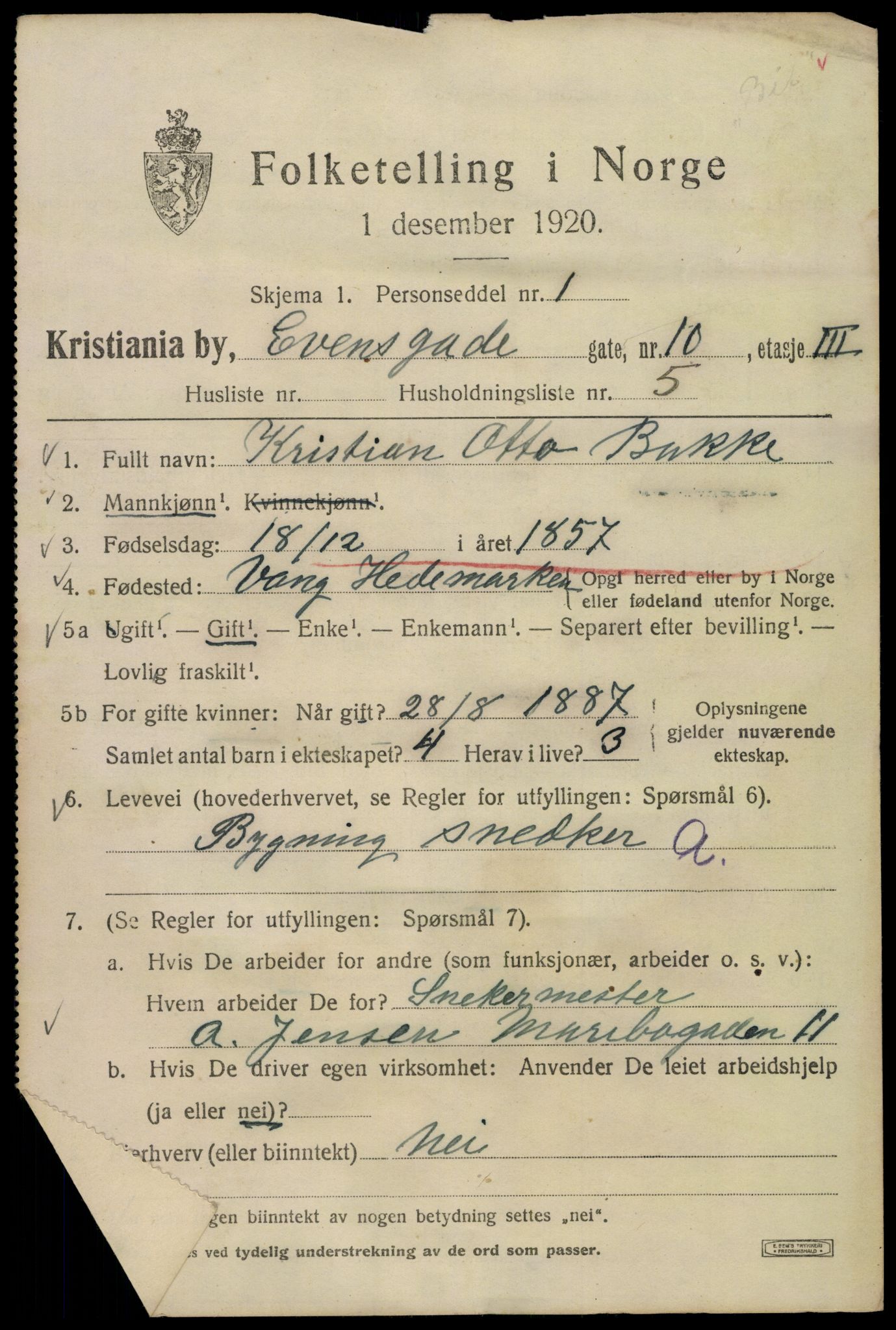 SAO, 1920 census for Kristiania, 1920, p. 224903