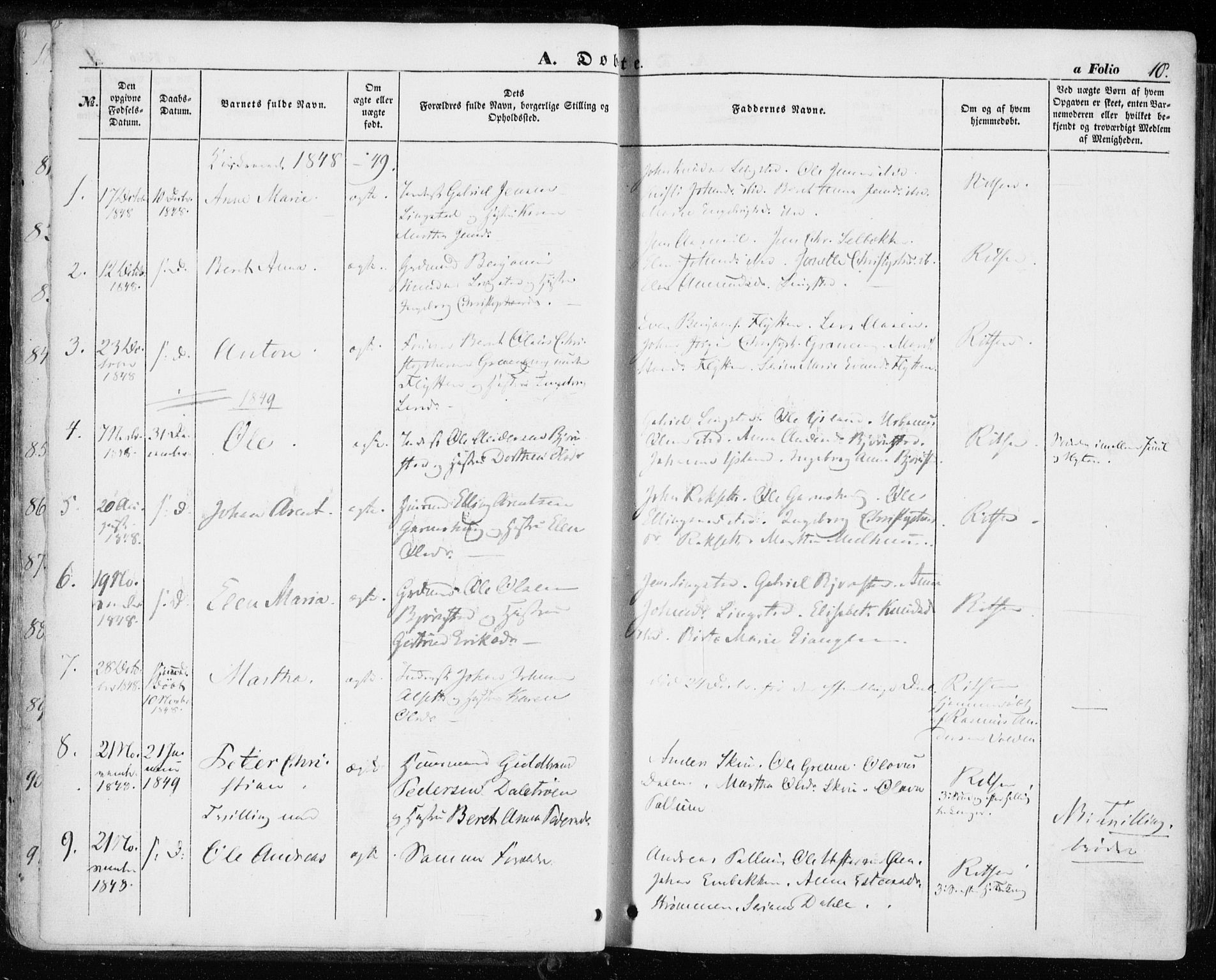 Ministerialprotokoller, klokkerbøker og fødselsregistre - Sør-Trøndelag, SAT/A-1456/646/L0611: Parish register (official) no. 646A09, 1848-1857, p. 10