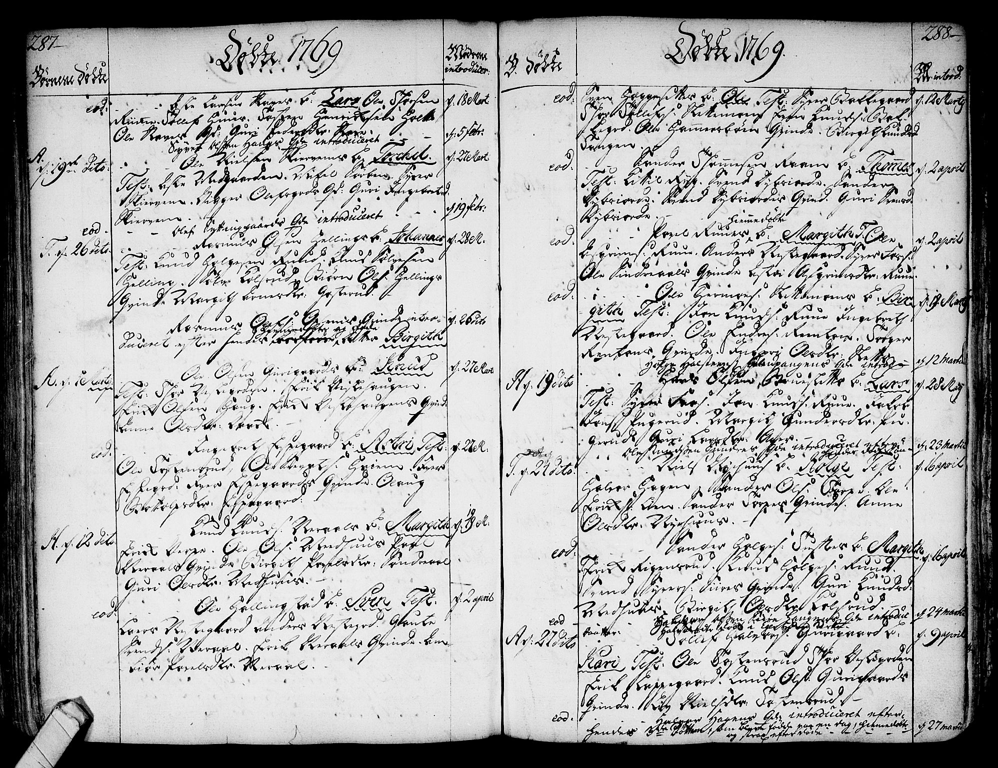 Ål kirkebøker, AV/SAKO-A-249/F/Fa/L0001: Parish register (official) no. I 1, 1744-1769, p. 287-288
