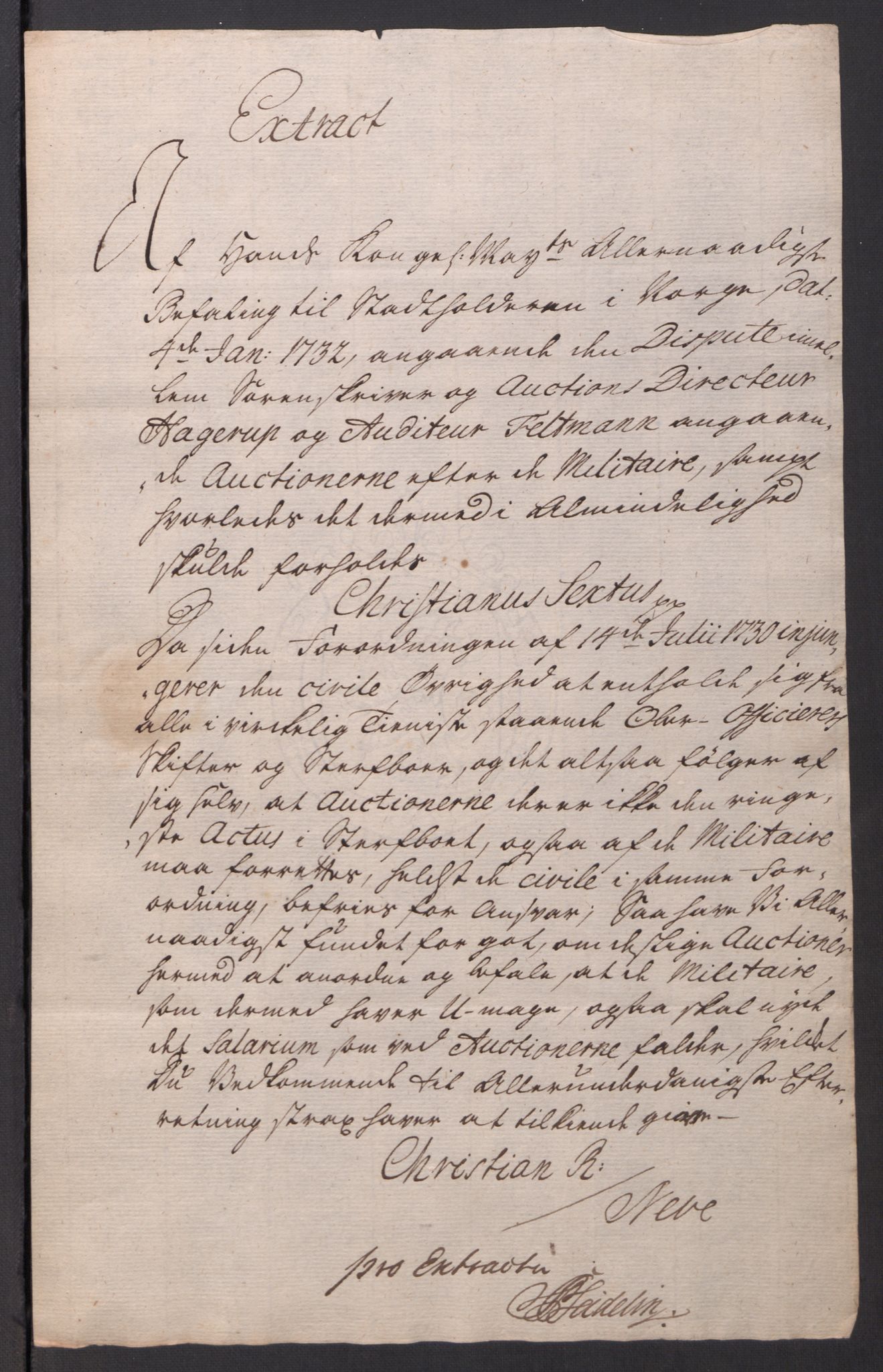 Kommanderende general (KG I) med Det norske krigsdirektorium, AV/RA-EA-5419/D/L0061: Stattholderens, stiftamtmenns og amtmenns brev, 1731-1740, p. 20