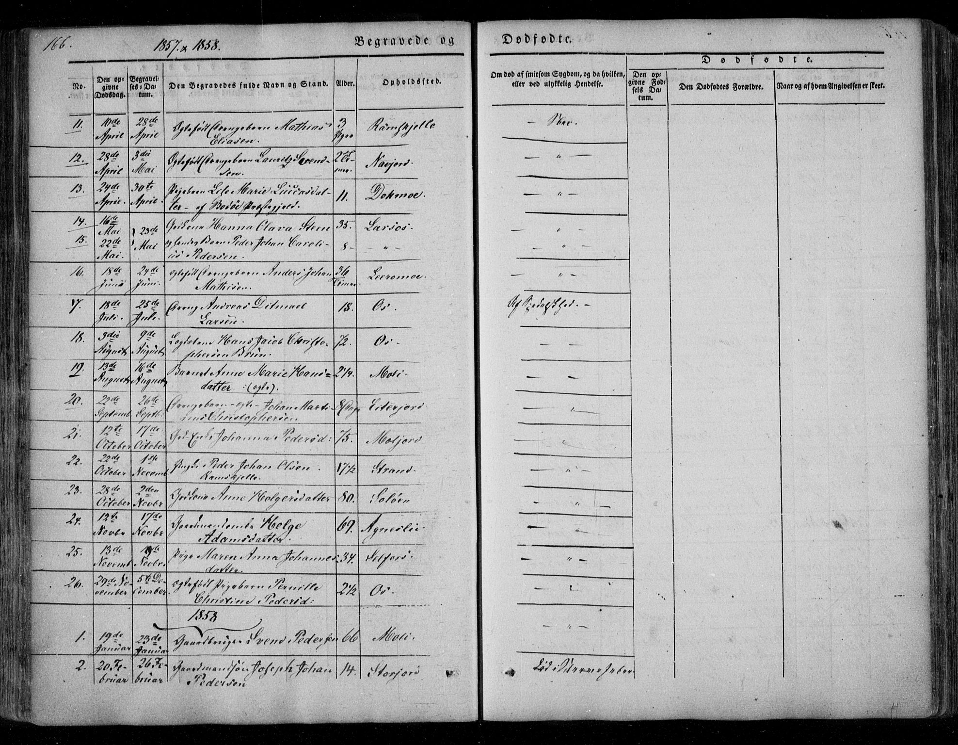 Ministerialprotokoller, klokkerbøker og fødselsregistre - Nordland, AV/SAT-A-1459/846/L0644: Parish register (official) no. 846A02, 1837-1872, p. 166