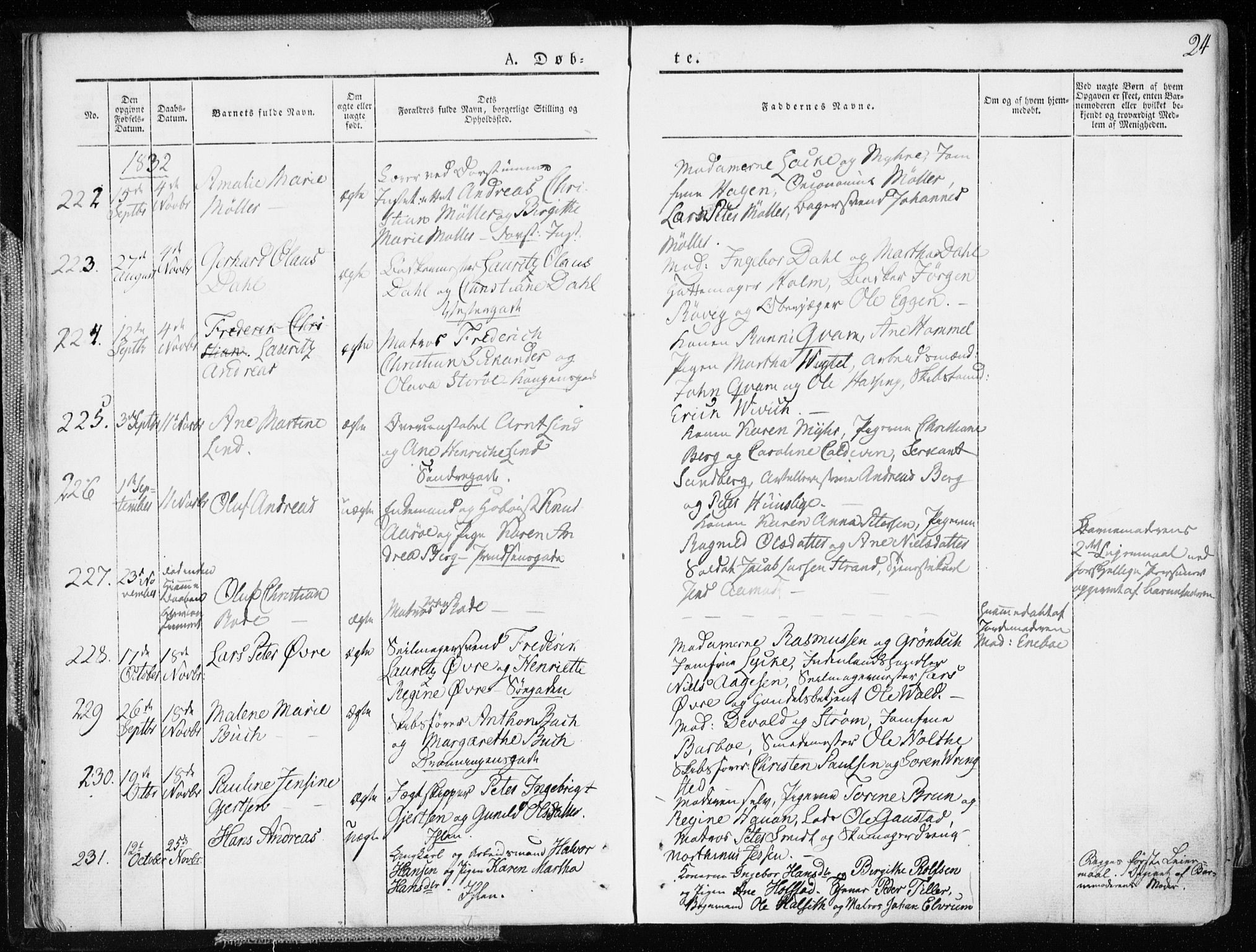 Ministerialprotokoller, klokkerbøker og fødselsregistre - Sør-Trøndelag, AV/SAT-A-1456/601/L0047: Parish register (official) no. 601A15, 1831-1839, p. 24