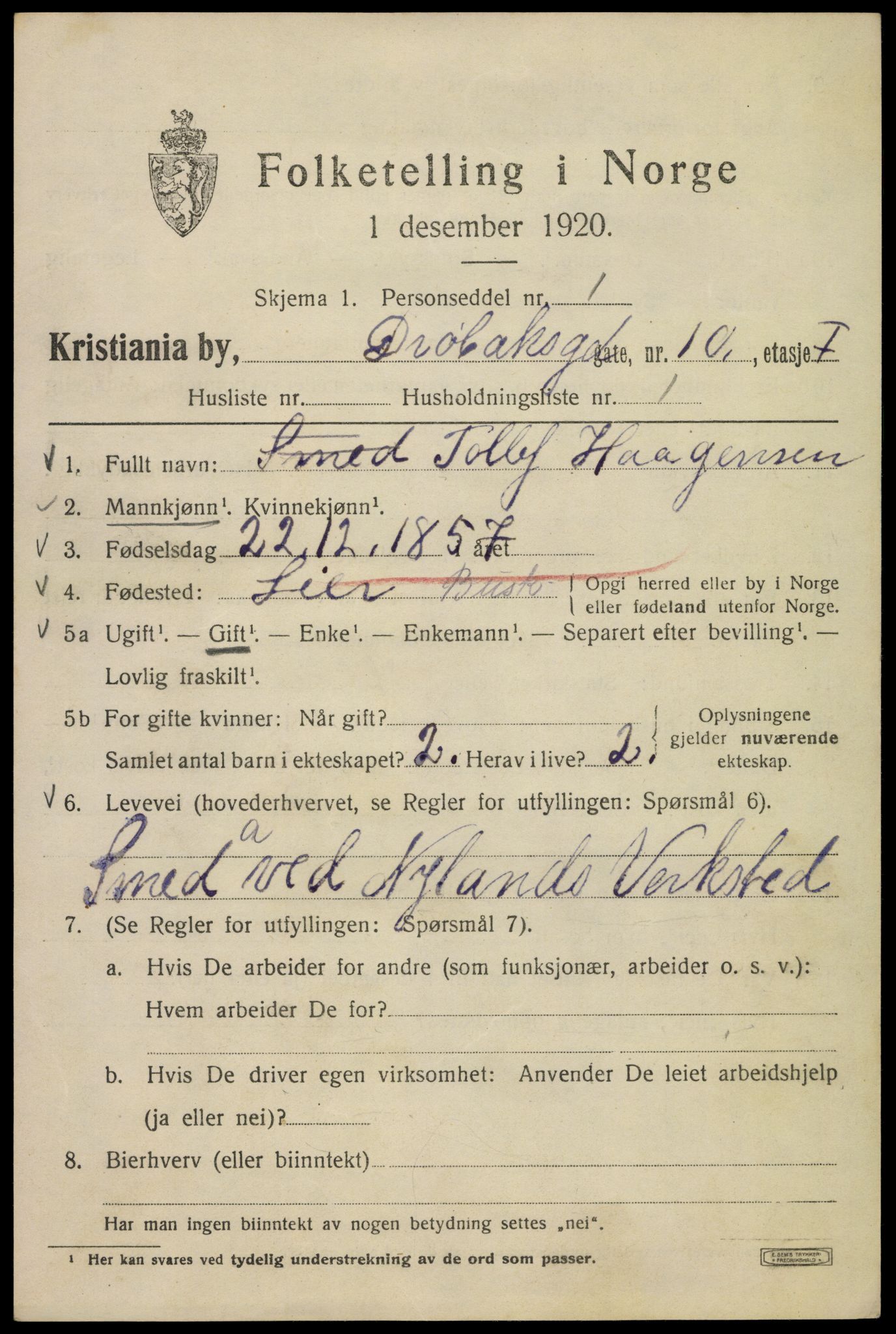 SAO, 1920 census for Kristiania, 1920, p. 203817