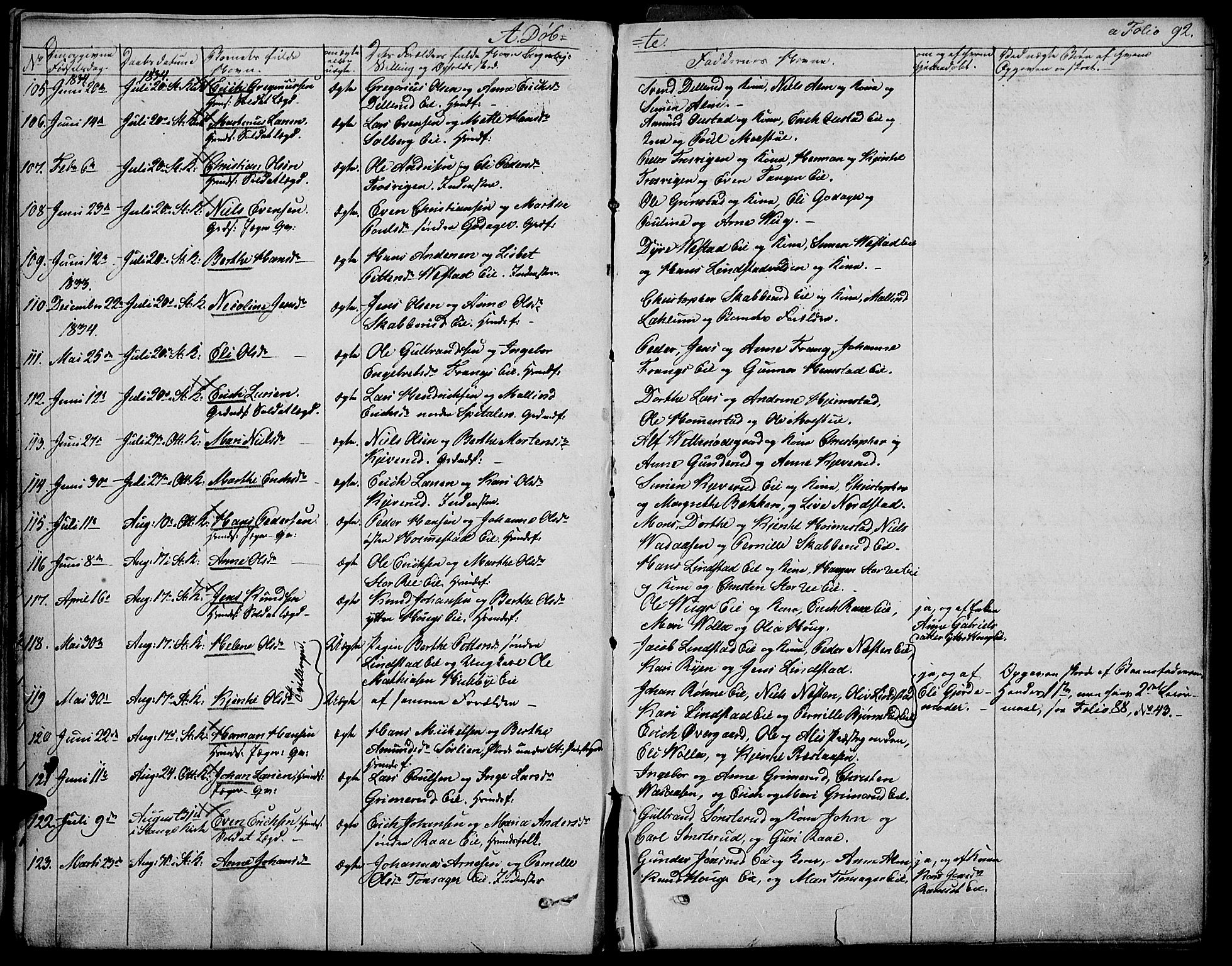 Stange prestekontor, AV/SAH-PREST-002/K/L0009: Parish register (official) no. 9, 1826-1835, p. 92