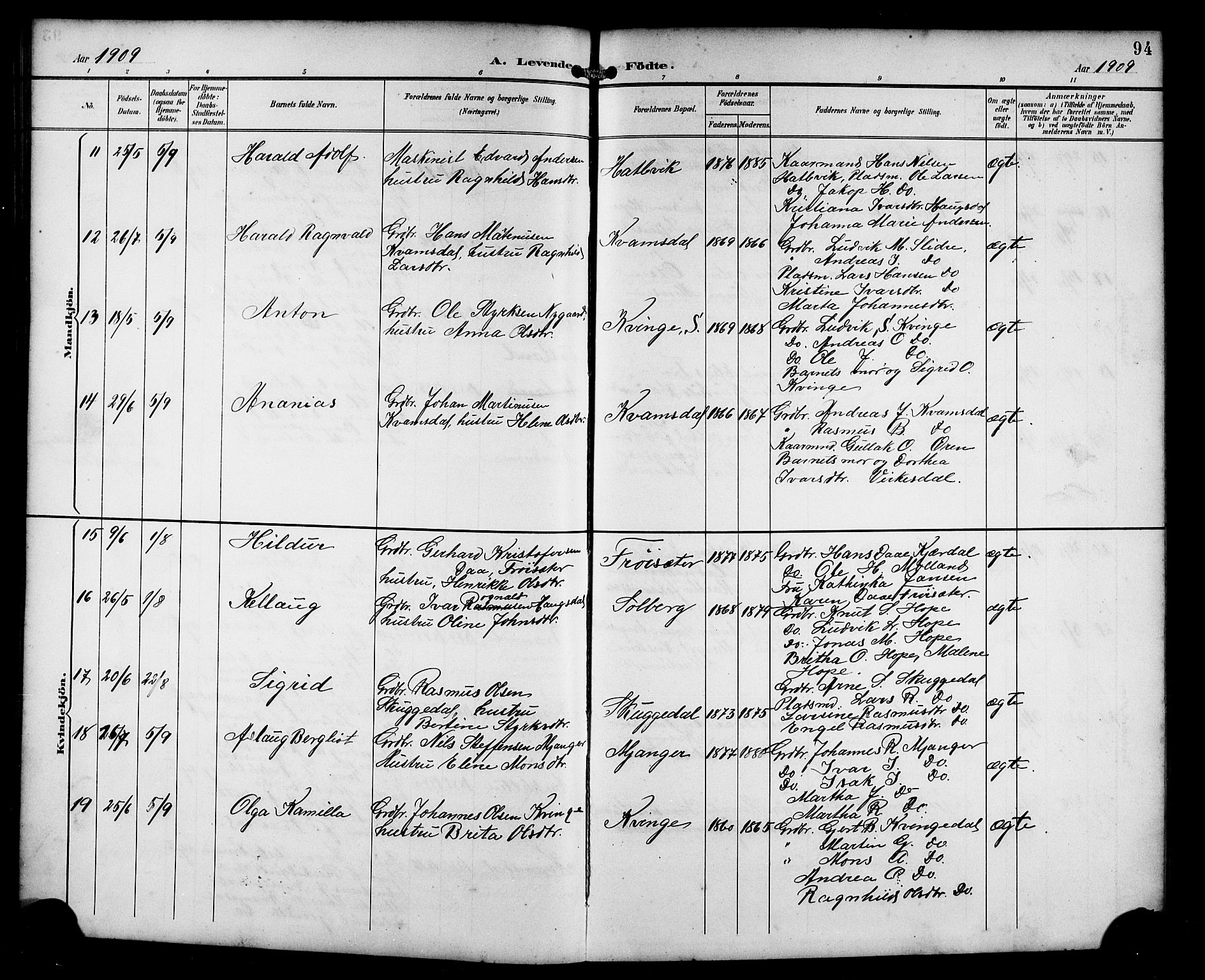 Masfjorden Sokneprestembete, AV/SAB-A-77001: Parish register (copy) no. B 1, 1892-1913, p. 94