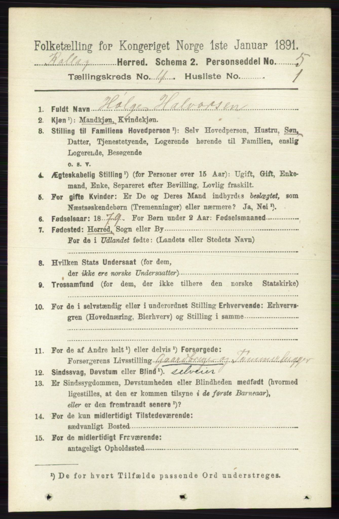 RA, 1891 census for 0632 Rollag, 1891, p. 1286