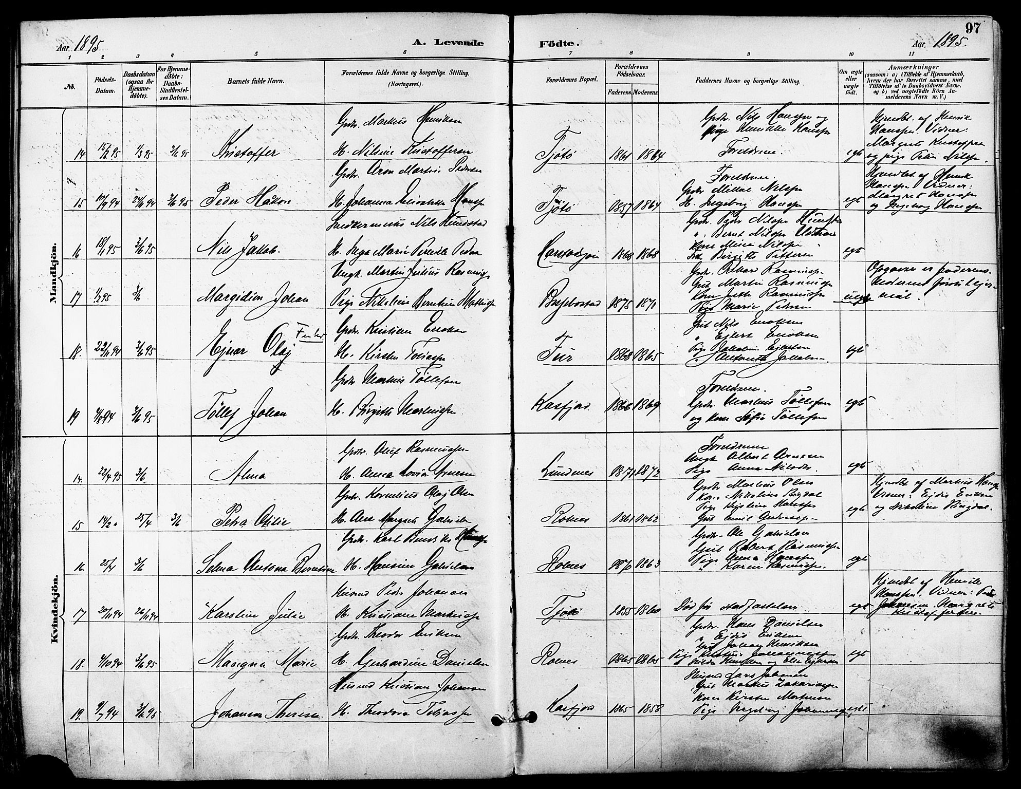 Trondenes sokneprestkontor, SATØ/S-1319/H/Ha/L0016kirke: Parish register (official) no. 16, 1890-1898, p. 97