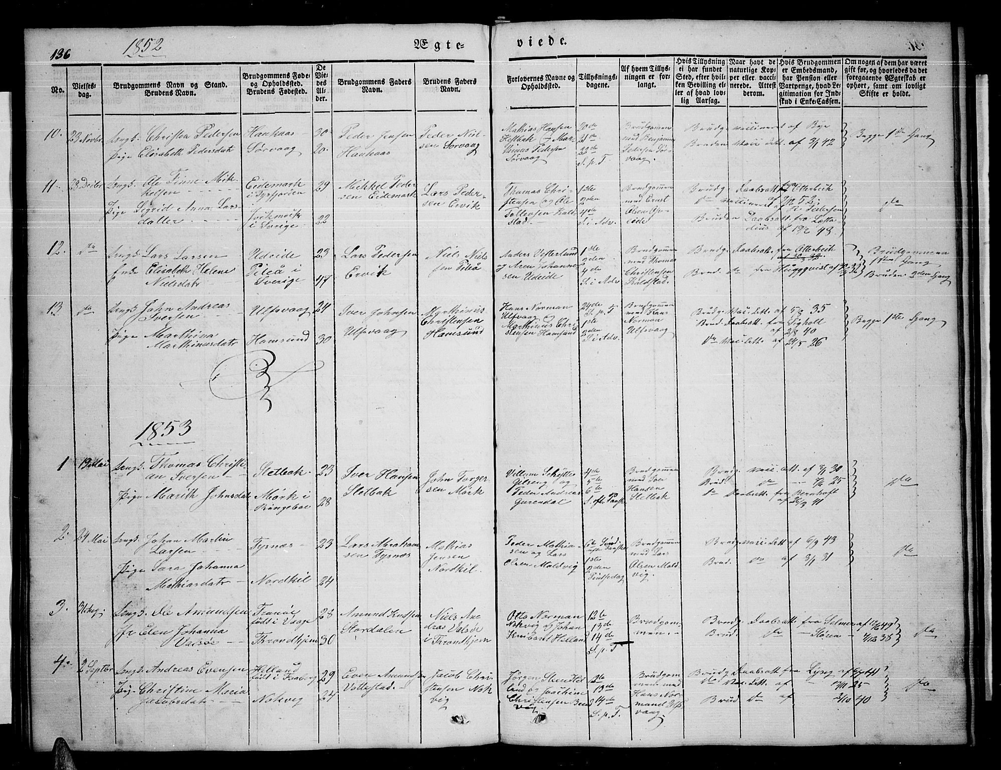 Ministerialprotokoller, klokkerbøker og fødselsregistre - Nordland, SAT/A-1459/859/L0856: Parish register (copy) no. 859C02, 1843-1854, p. 136