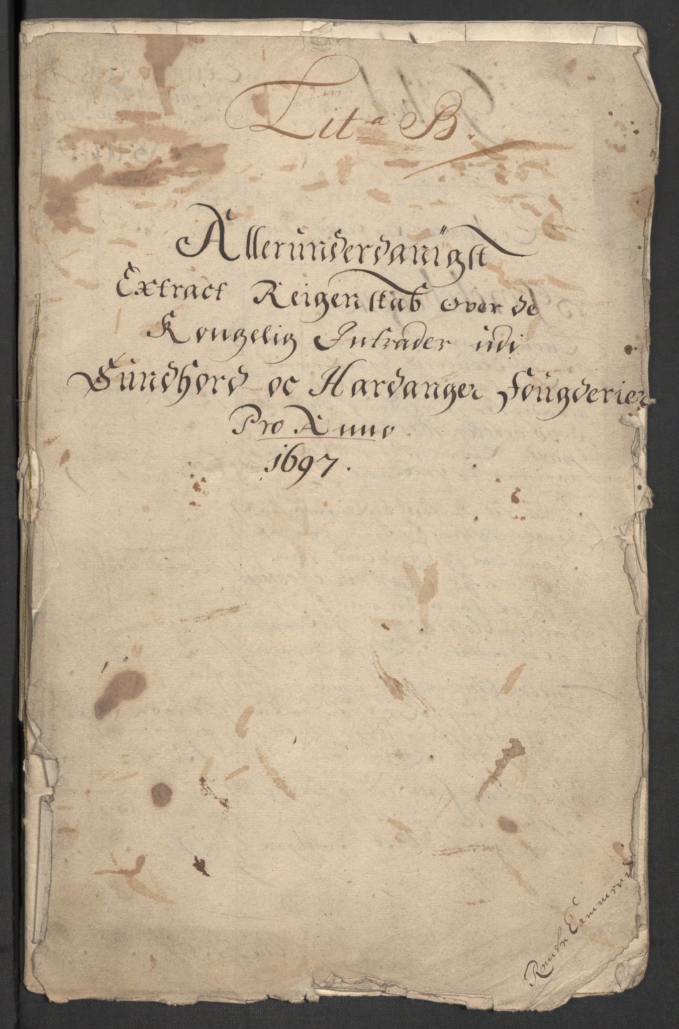 Rentekammeret inntil 1814, Reviderte regnskaper, Fogderegnskap, AV/RA-EA-4092/R48/L2977: Fogderegnskap Sunnhordland og Hardanger, 1697-1698, p. 5