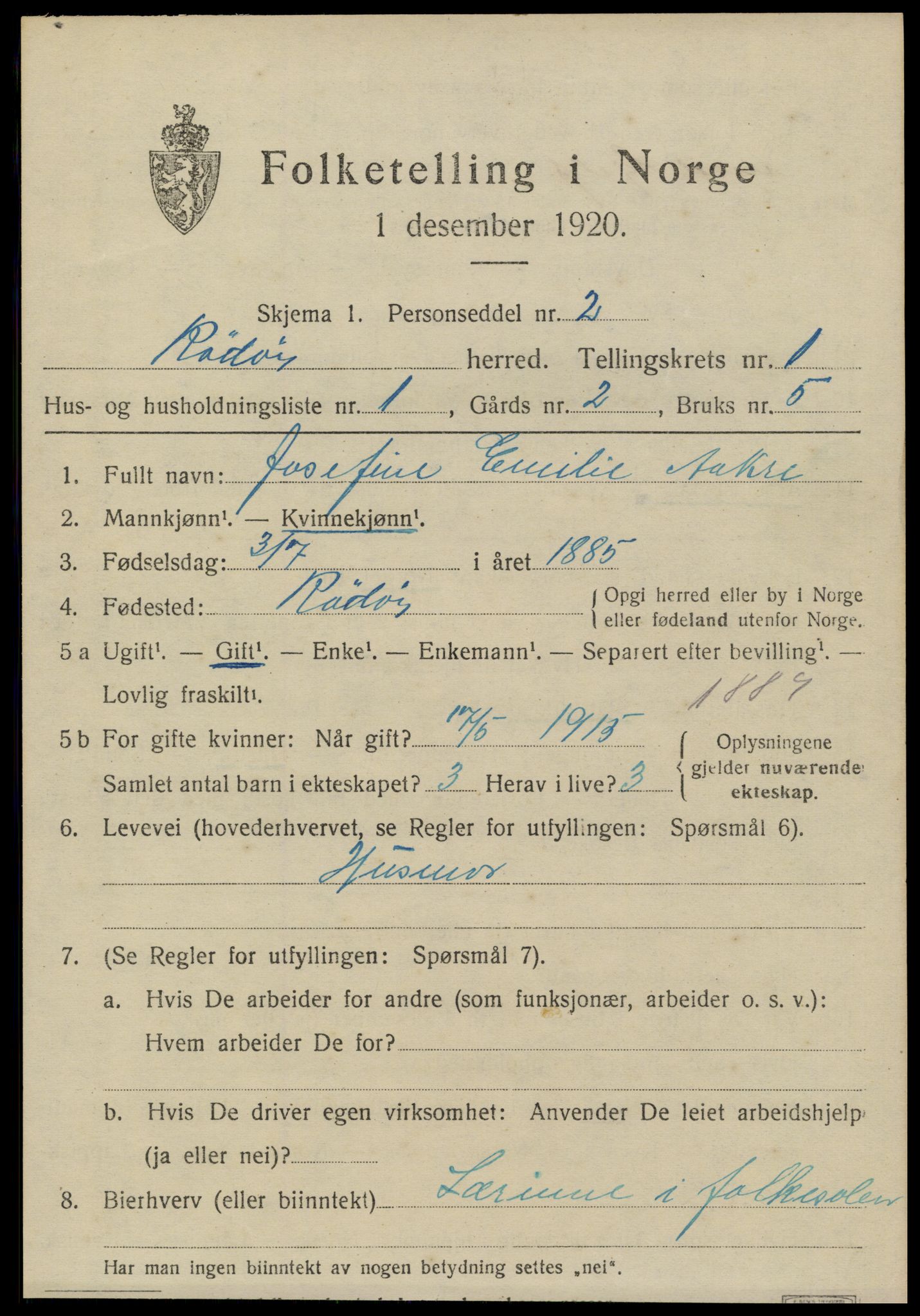 SAT, 1920 census for Rødøy, 1920, p. 968