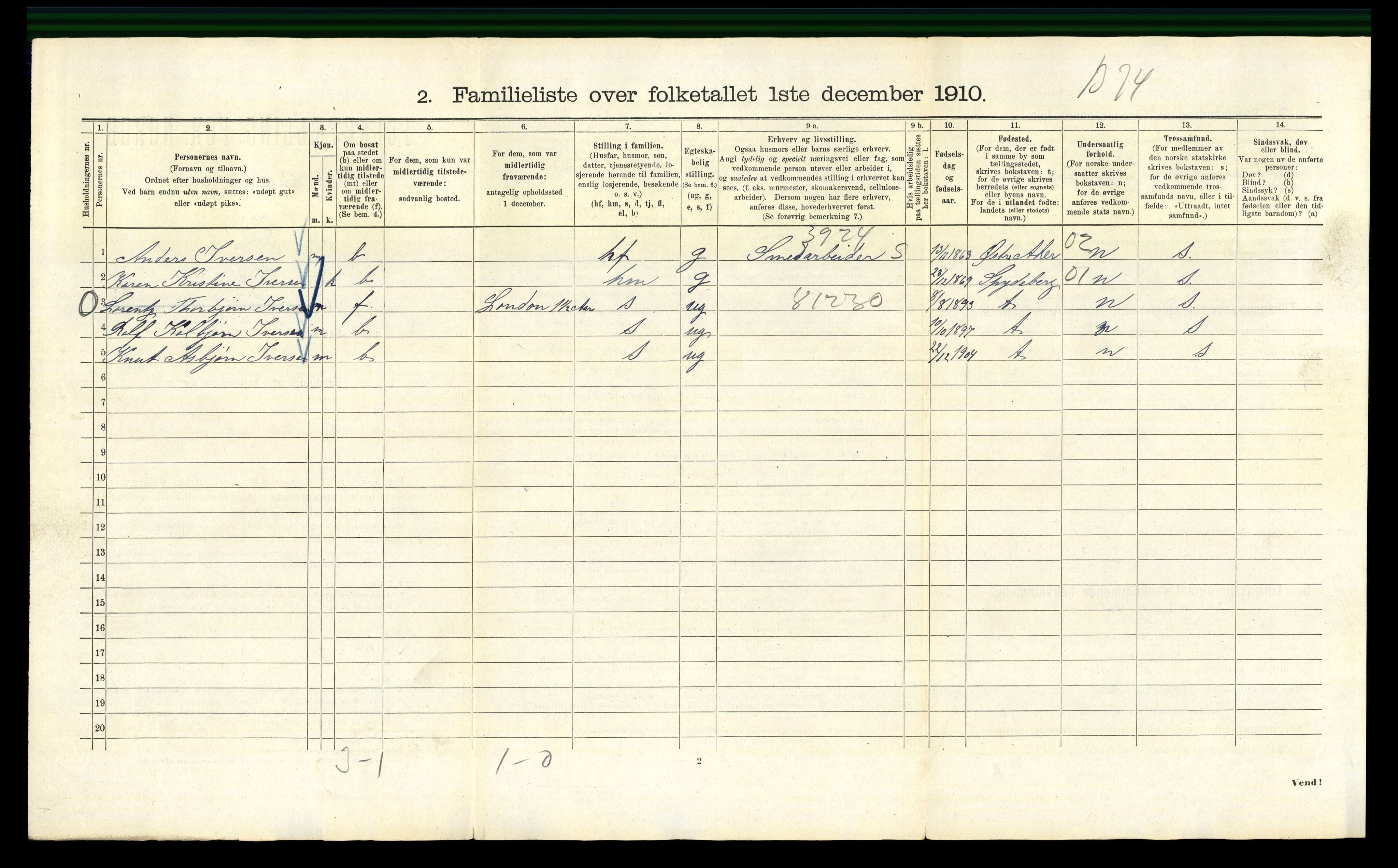 RA, 1910 census for Kristiania, 1910, p. 100372