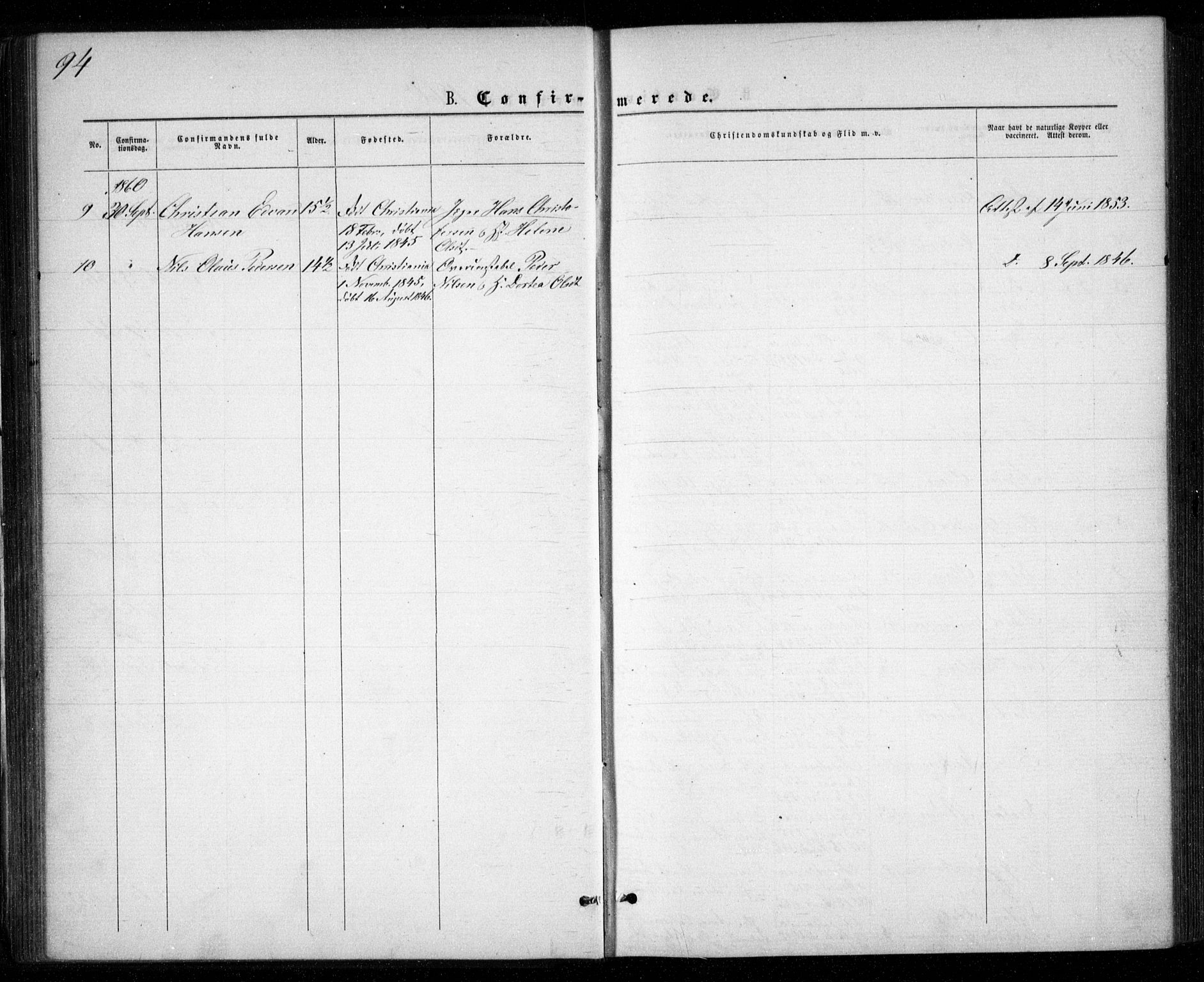 Garnisonsmenigheten Kirkebøker, SAO/A-10846/G/Ga/L0006: Parish register (copy) no. 6, 1860-1880, p. 94