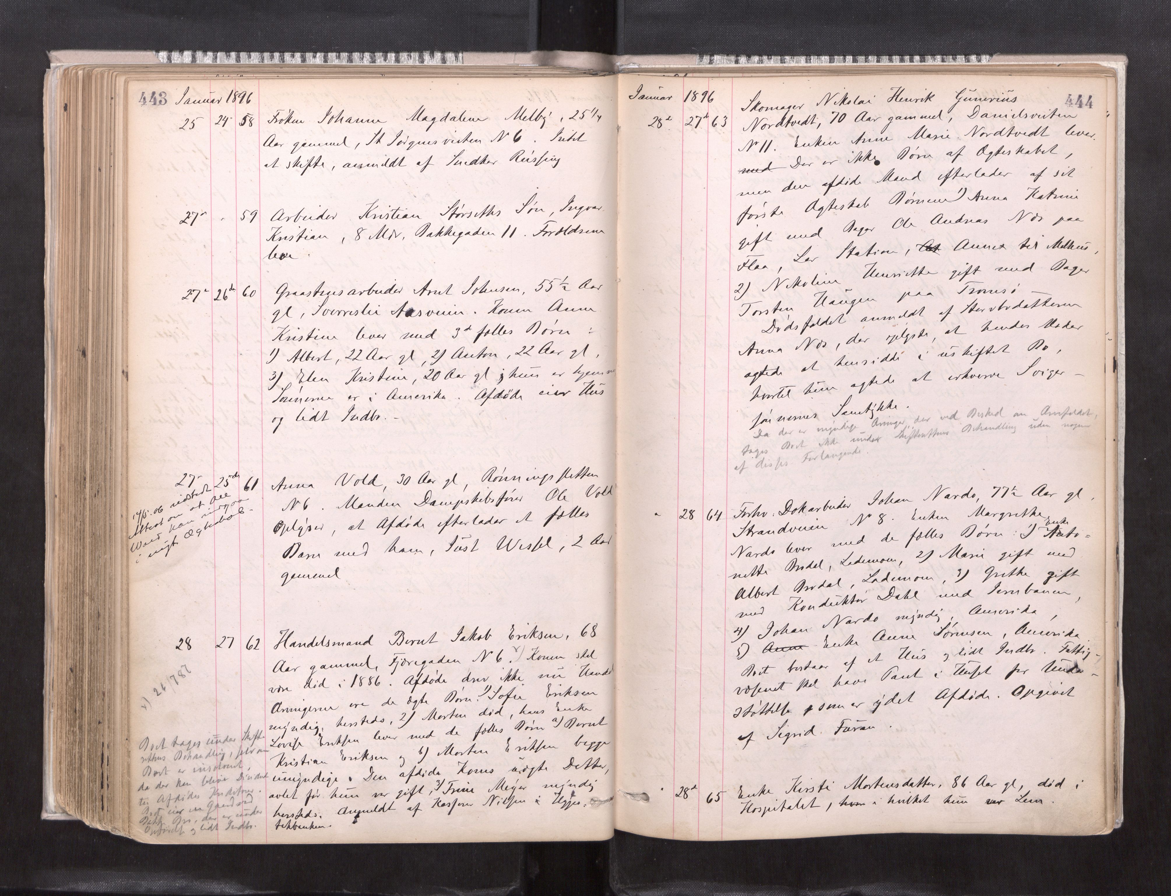 Trondheim byfogd, AV/SAT-A-0003/1/3/3L/L0004: Dødsanmeldelsesprotokoll, 1891-1897, p. 443-444