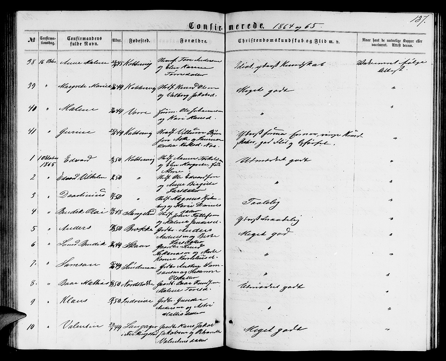 Avaldsnes sokneprestkontor, SAST/A -101851/H/Ha/Hab/L0004: Parish register (copy) no. B 4, 1861-1876, p. 137
