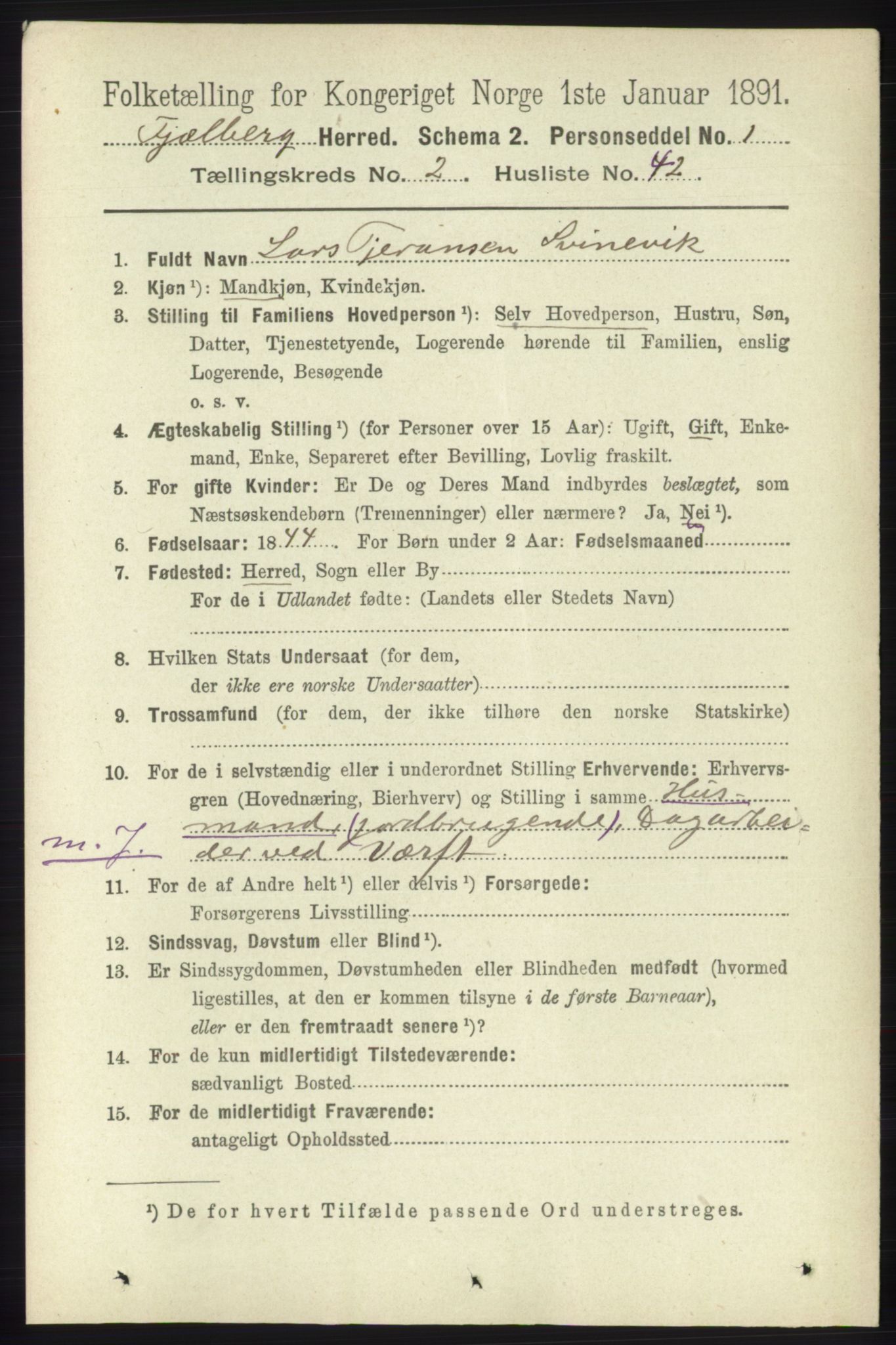 RA, 1891 census for 1213 Fjelberg, 1891, p. 715