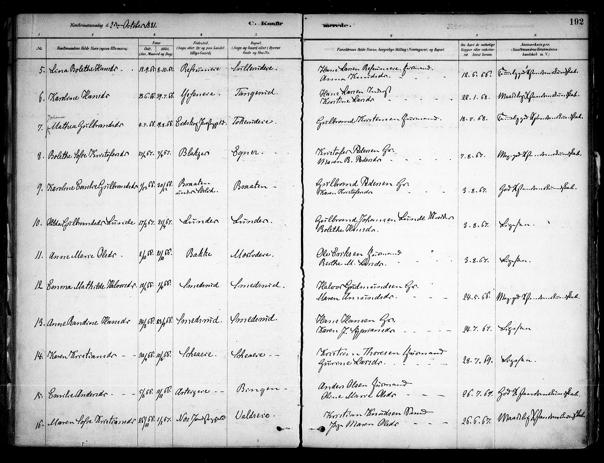 Sørum prestekontor Kirkebøker, AV/SAO-A-10303/F/Fa/L0007: Parish register (official) no. I 7, 1878-1914, p. 192