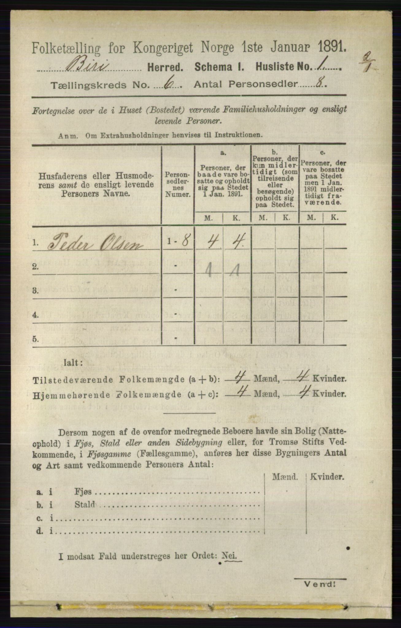 RA, 1891 census for 0525 Biri, 1891, p. 2086