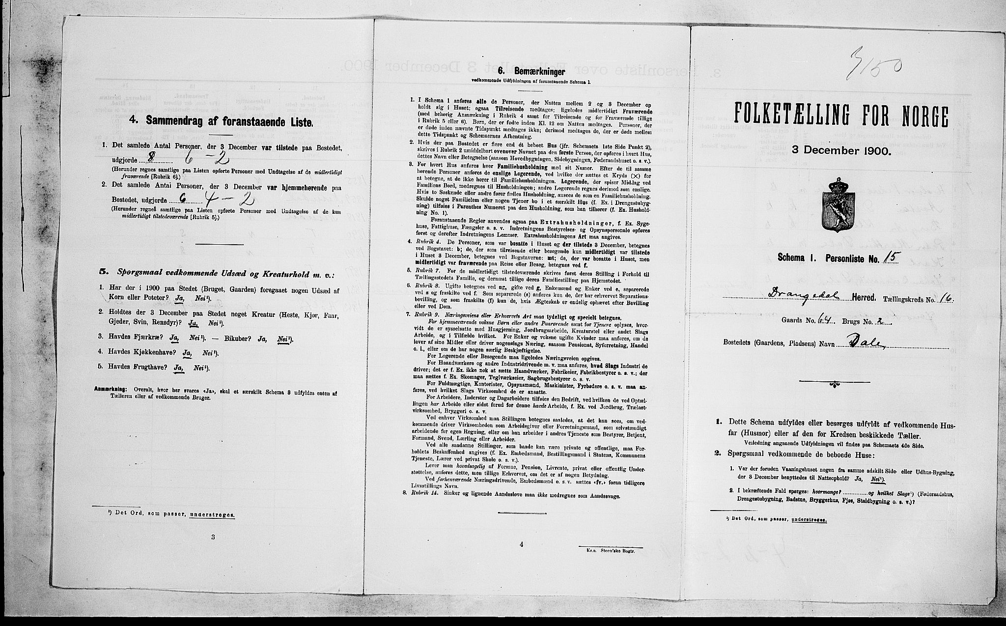 SAKO, 1900 census for Drangedal, 1900, p. 1256