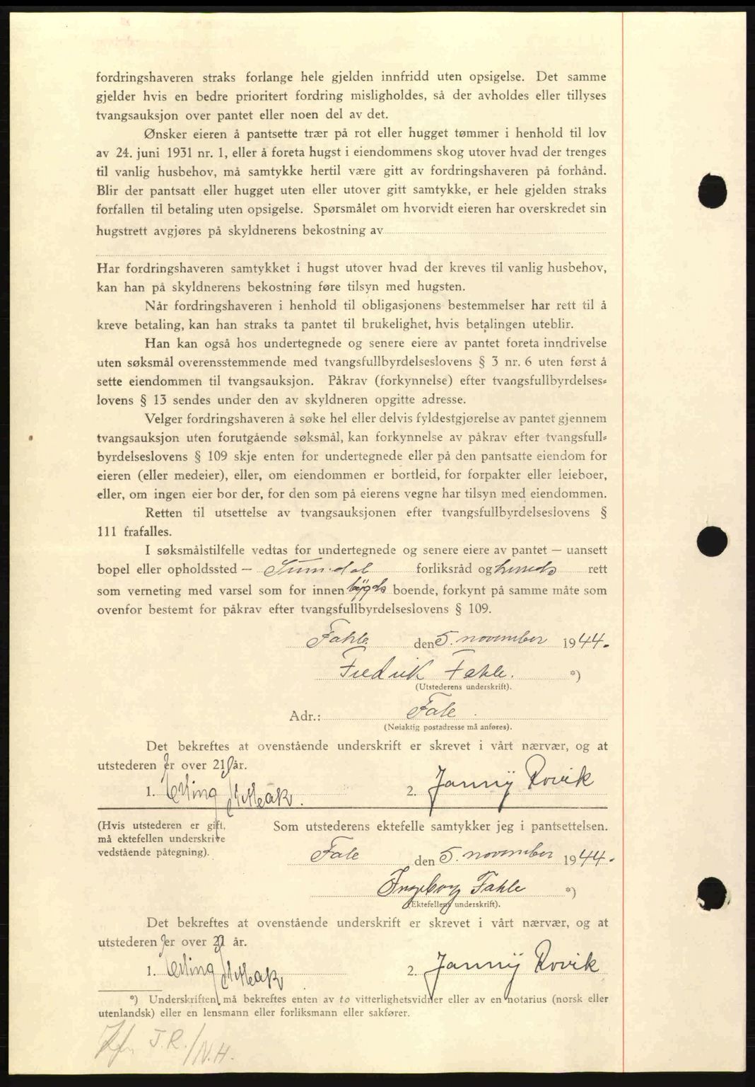 Nordmøre sorenskriveri, AV/SAT-A-4132/1/2/2Ca: Mortgage book no. B92, 1944-1945, Diary no: : 1919/1944