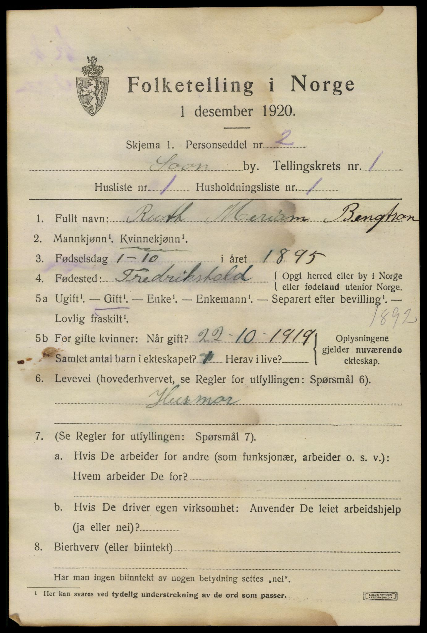 SAO, 1920 census for Son, 1920, p. 560