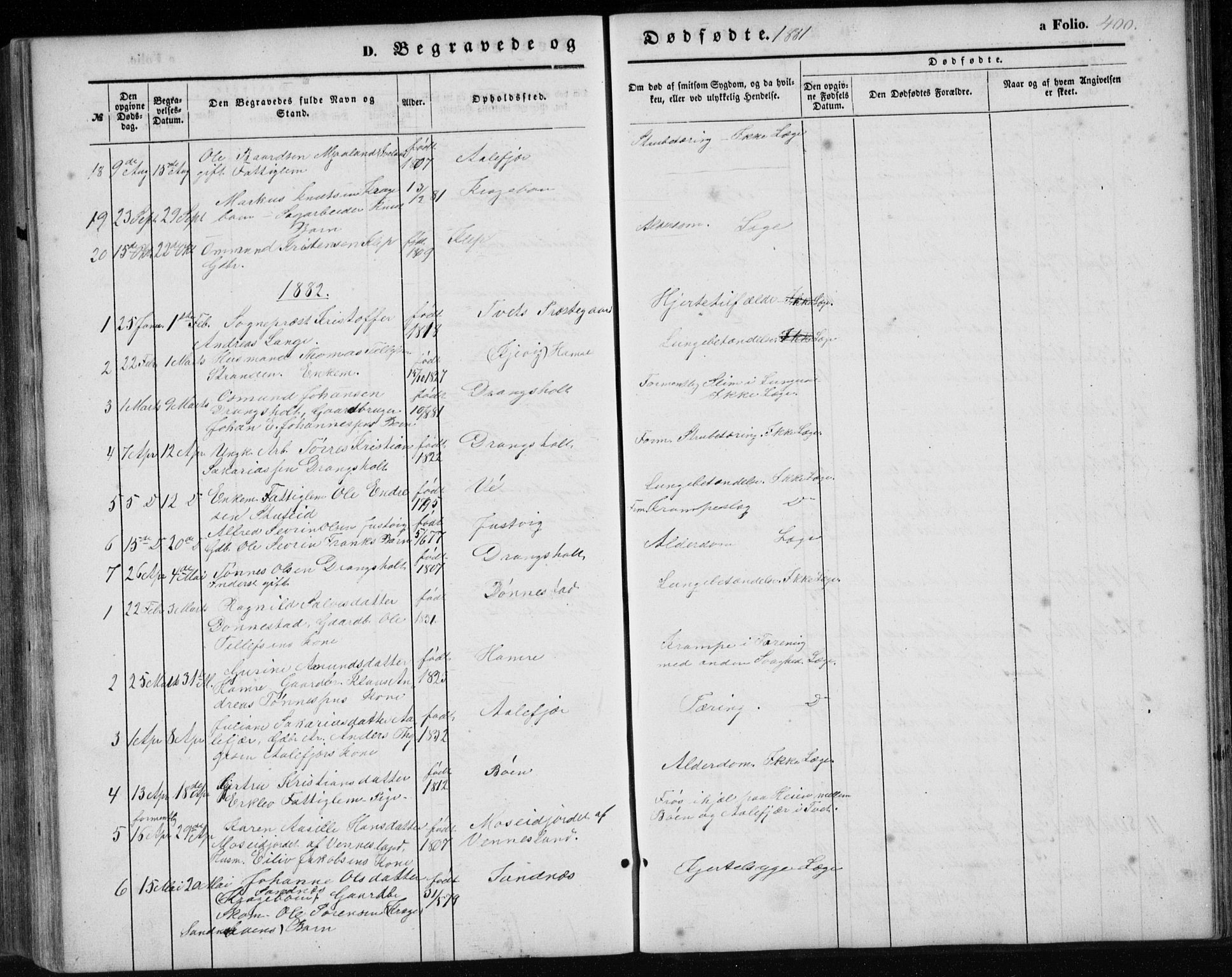 Tveit sokneprestkontor, AV/SAK-1111-0043/F/Fb/L0003: Parish register (copy) no. B 3, 1854-1886, p. 400