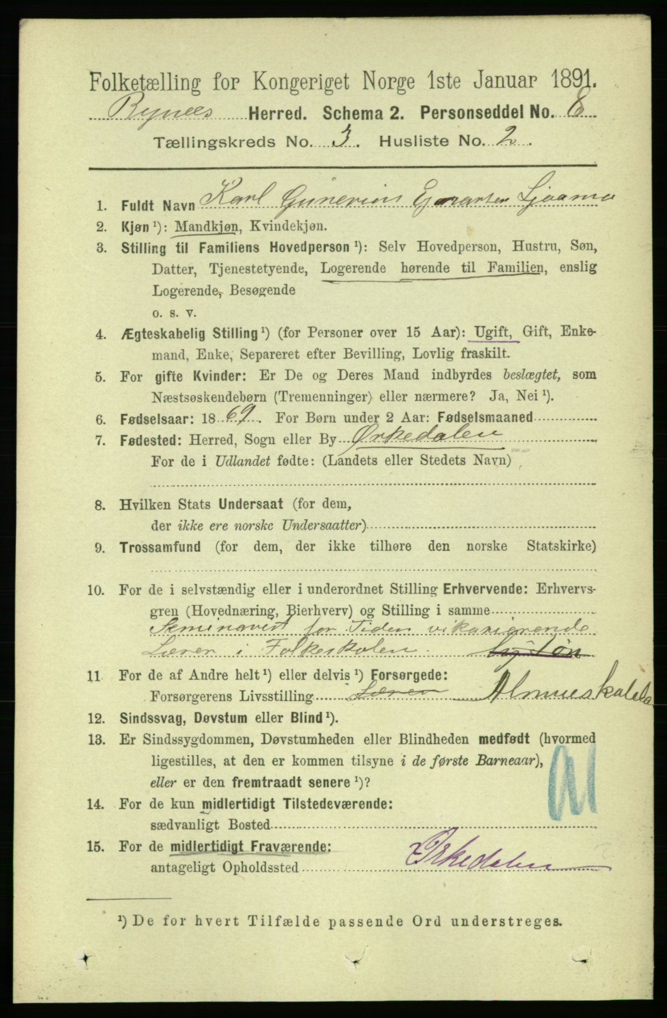 RA, 1891 census for 1655 Byneset, 1891, p. 1300