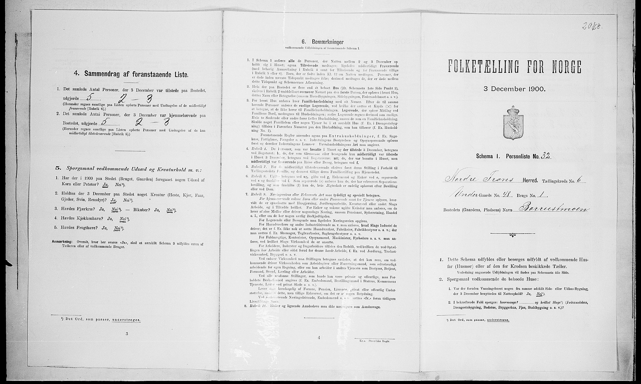 SAH, 1900 census for Nord-Fron, 1900, p. 724