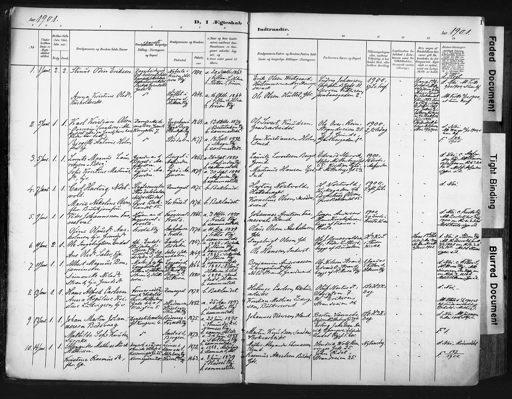 Ministerialprotokoller, klokkerbøker og fødselsregistre - Sør-Trøndelag, SAT/A-1456/604/L0201: Parish register (official) no. 604A21, 1901-1911, p. 1