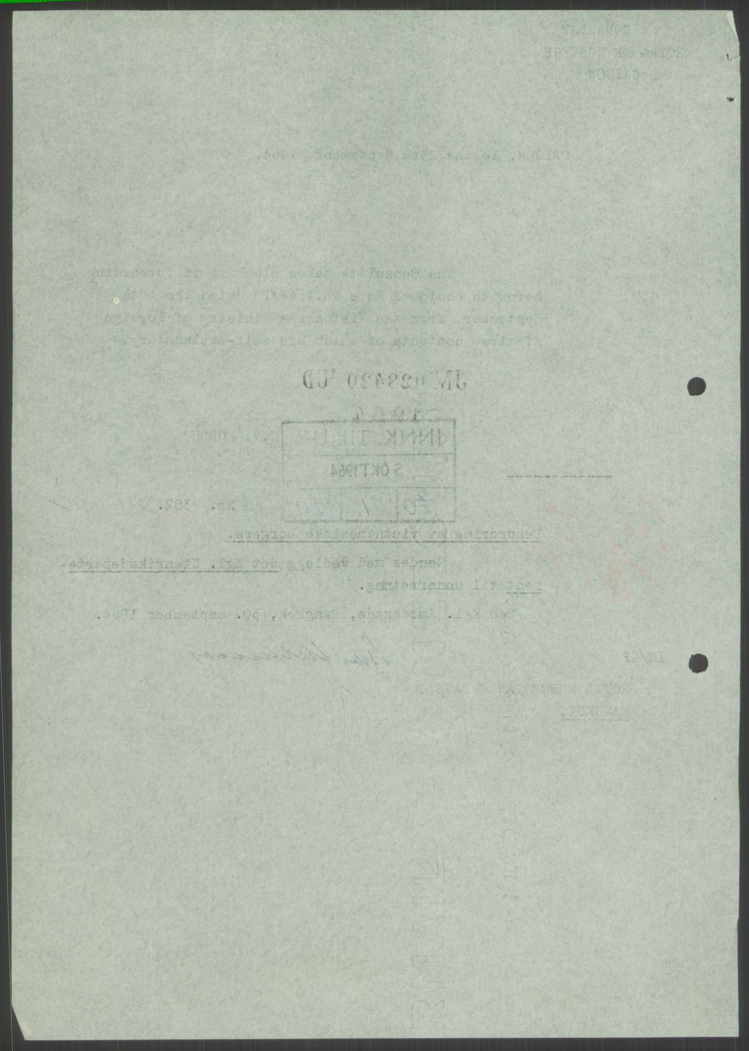 Utenriksdepartementet, hovedarkiv, AV/RA-S-6794/D/Da/Daa/L0537: Ordensvesen. Fremmede lands ordener, medaljer og hederstegn. Hjemsendelse av norske ordener etter utlendinger, 1954-1969, p. 92