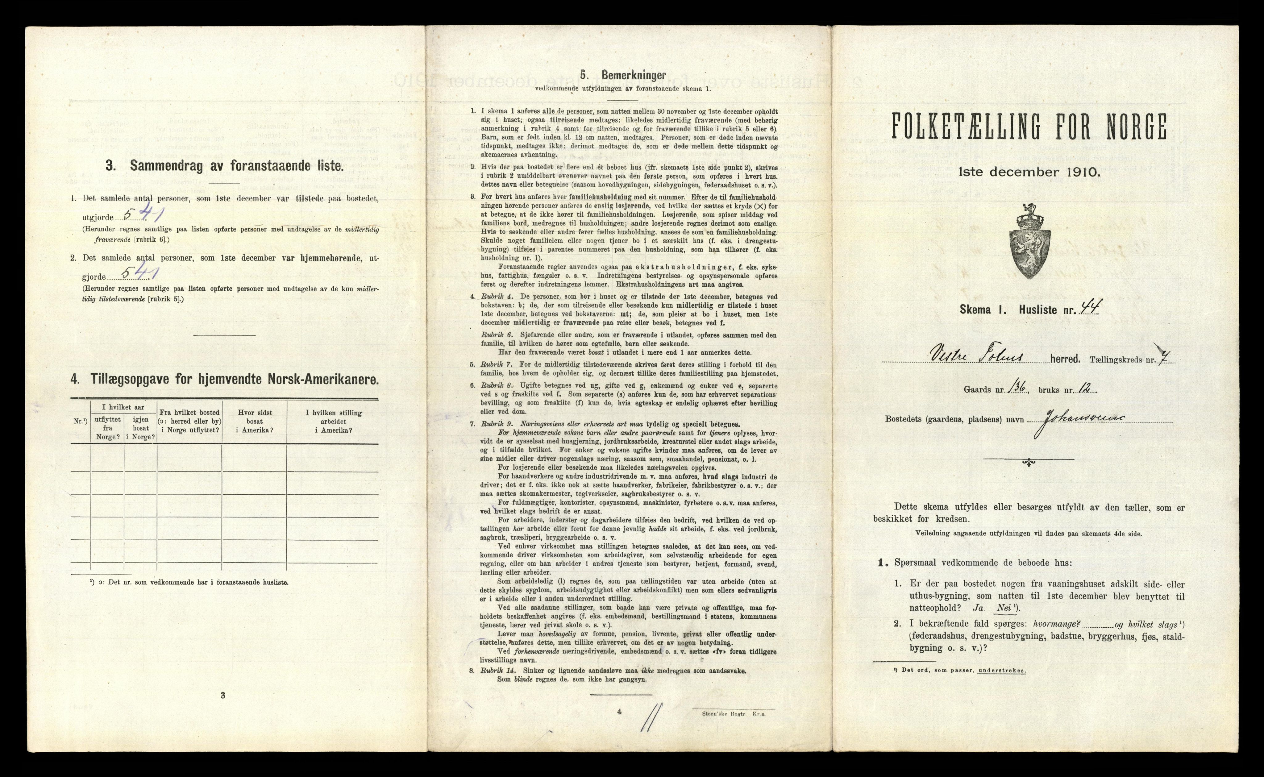 RA, 1910 census for Vestre Toten, 1910, p. 1109