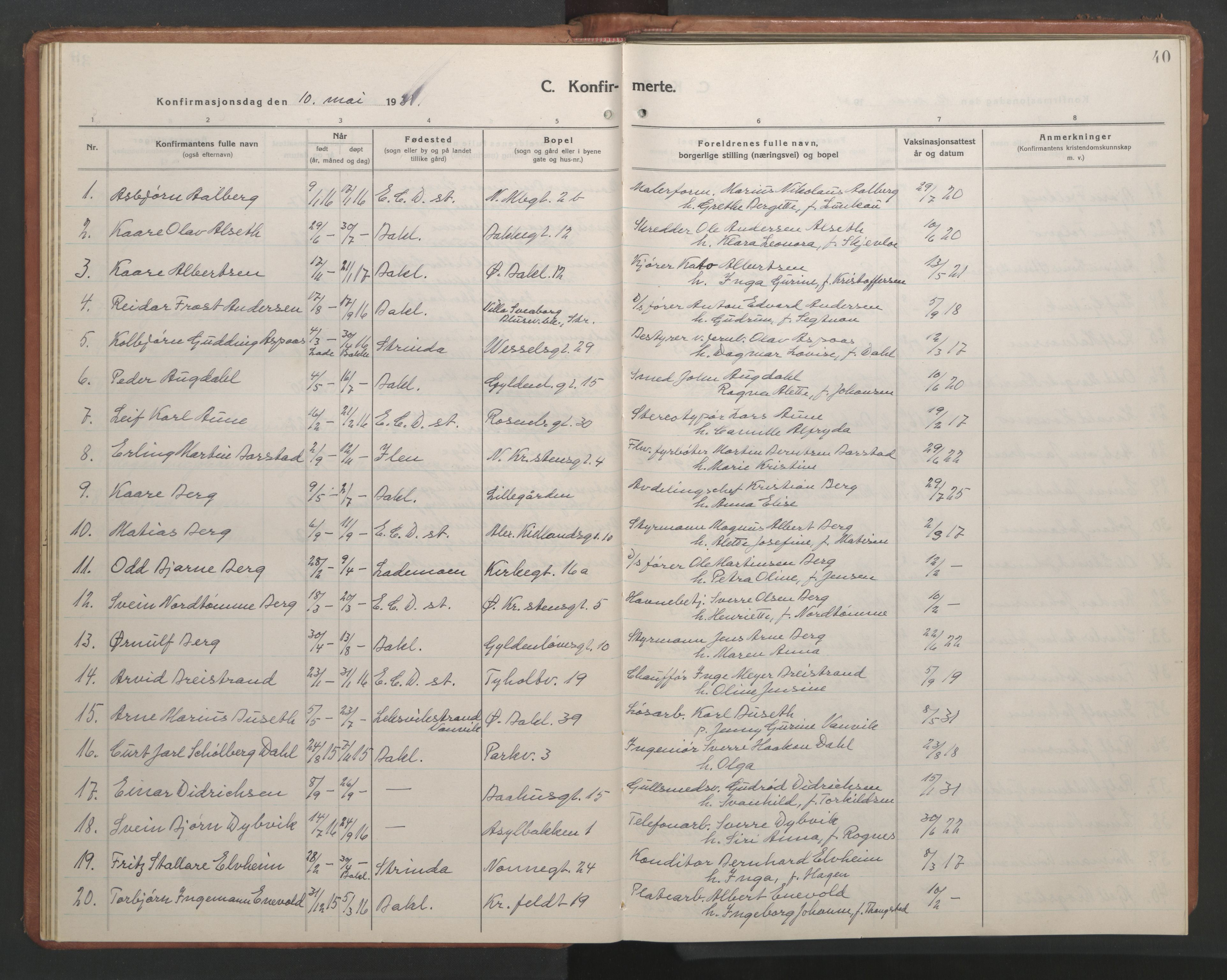 Ministerialprotokoller, klokkerbøker og fødselsregistre - Sør-Trøndelag, SAT/A-1456/604/L0228: Parish register (copy) no. 604C11, 1928-1950, p. 40