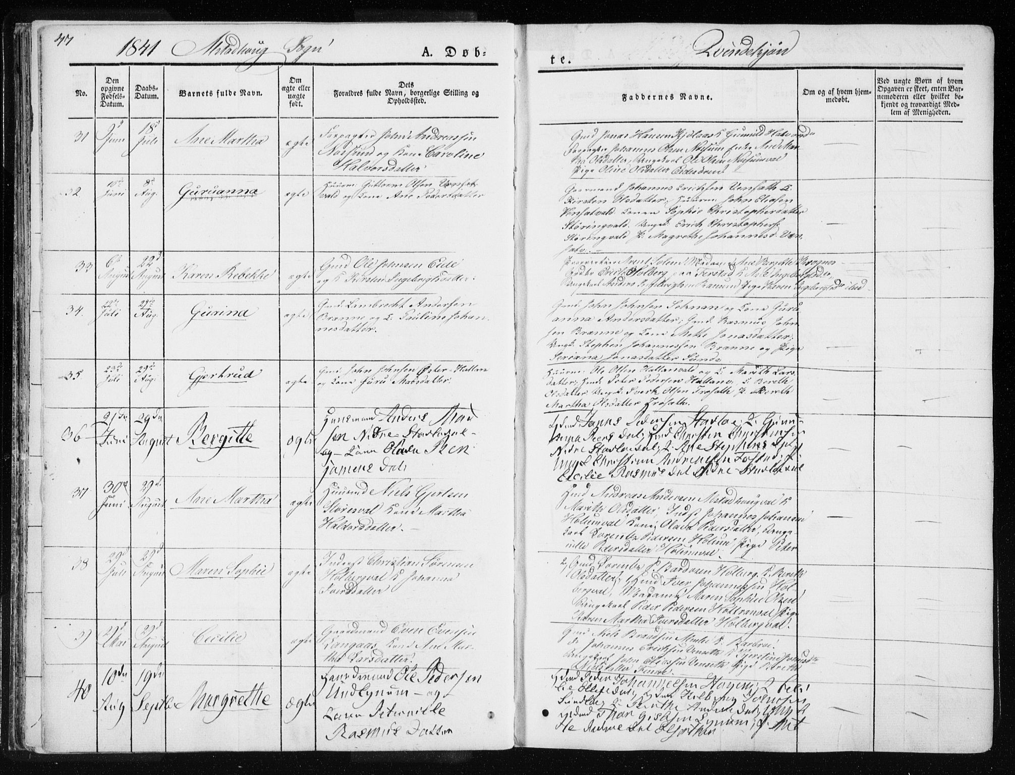 Ministerialprotokoller, klokkerbøker og fødselsregistre - Nord-Trøndelag, SAT/A-1458/717/L0154: Parish register (official) no. 717A06 /1, 1836-1849, p. 47