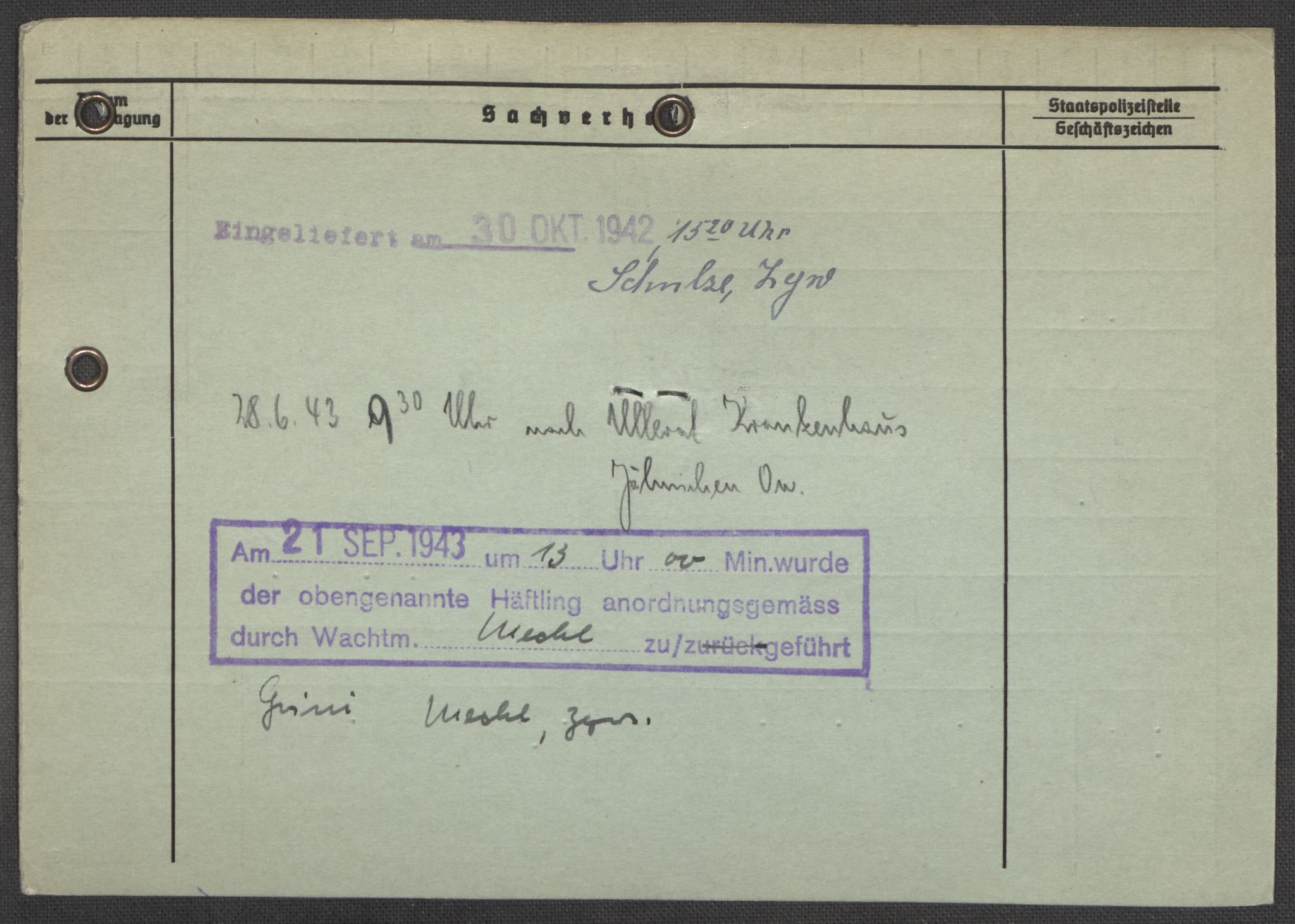 Befehlshaber der Sicherheitspolizei und des SD, AV/RA-RAFA-5969/E/Ea/Eaa/L0009: Register over norske fanger i Møllergata 19: Ru-Sy, 1940-1945, p. 1427