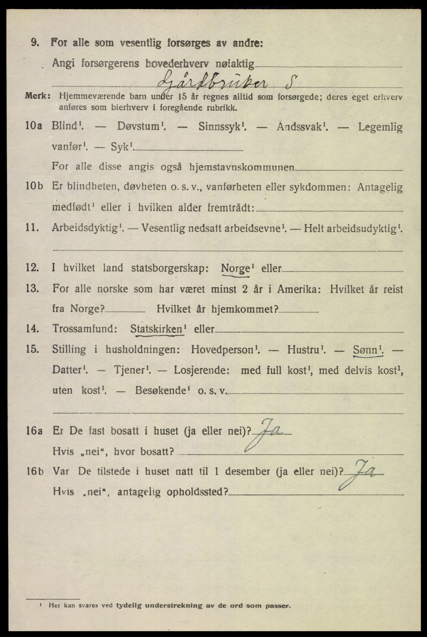 SAK, 1920 census for Lyngdal, 1920, p. 5820