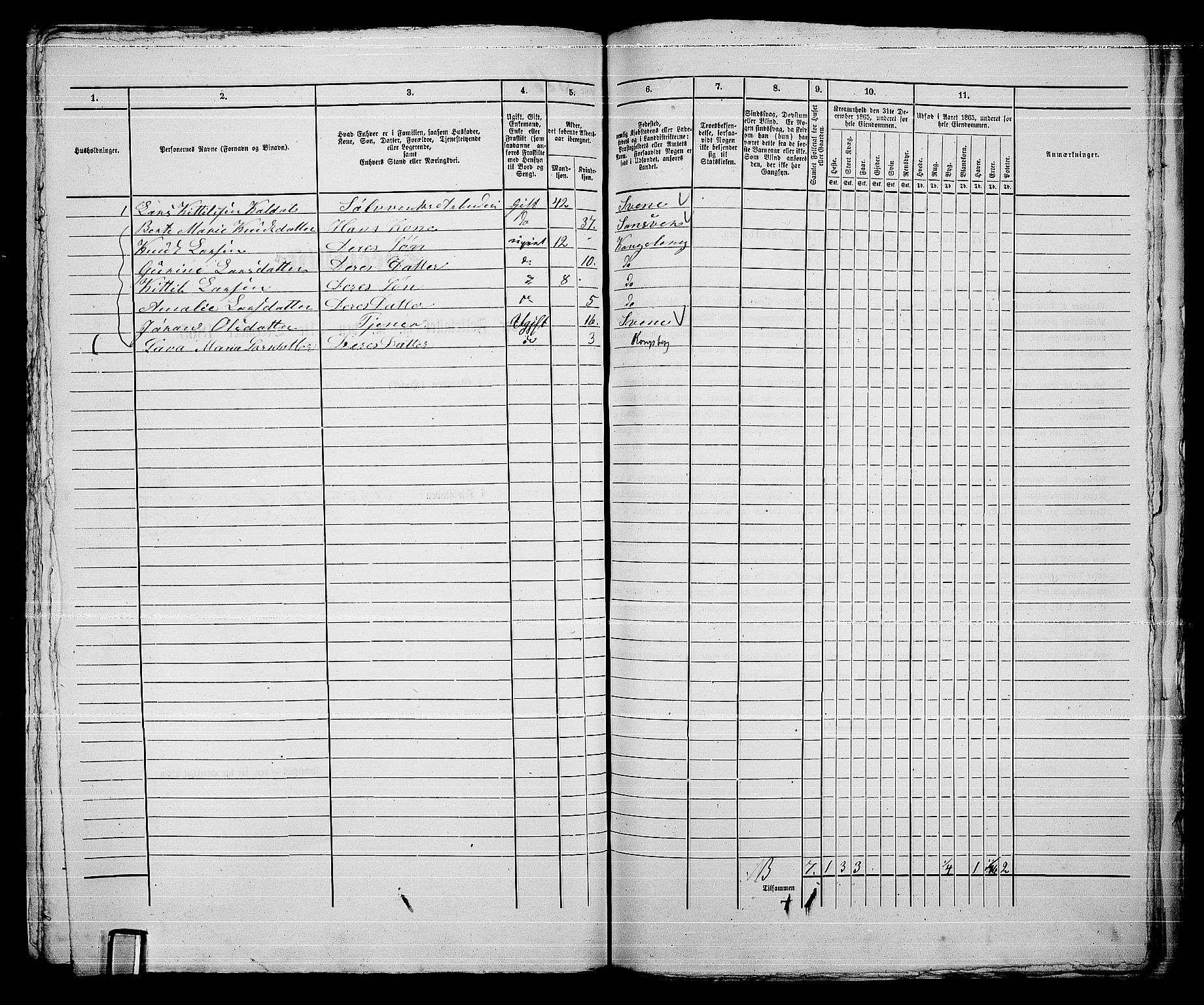 RA, 1865 census for Kongsberg/Kongsberg, 1865, p. 1501