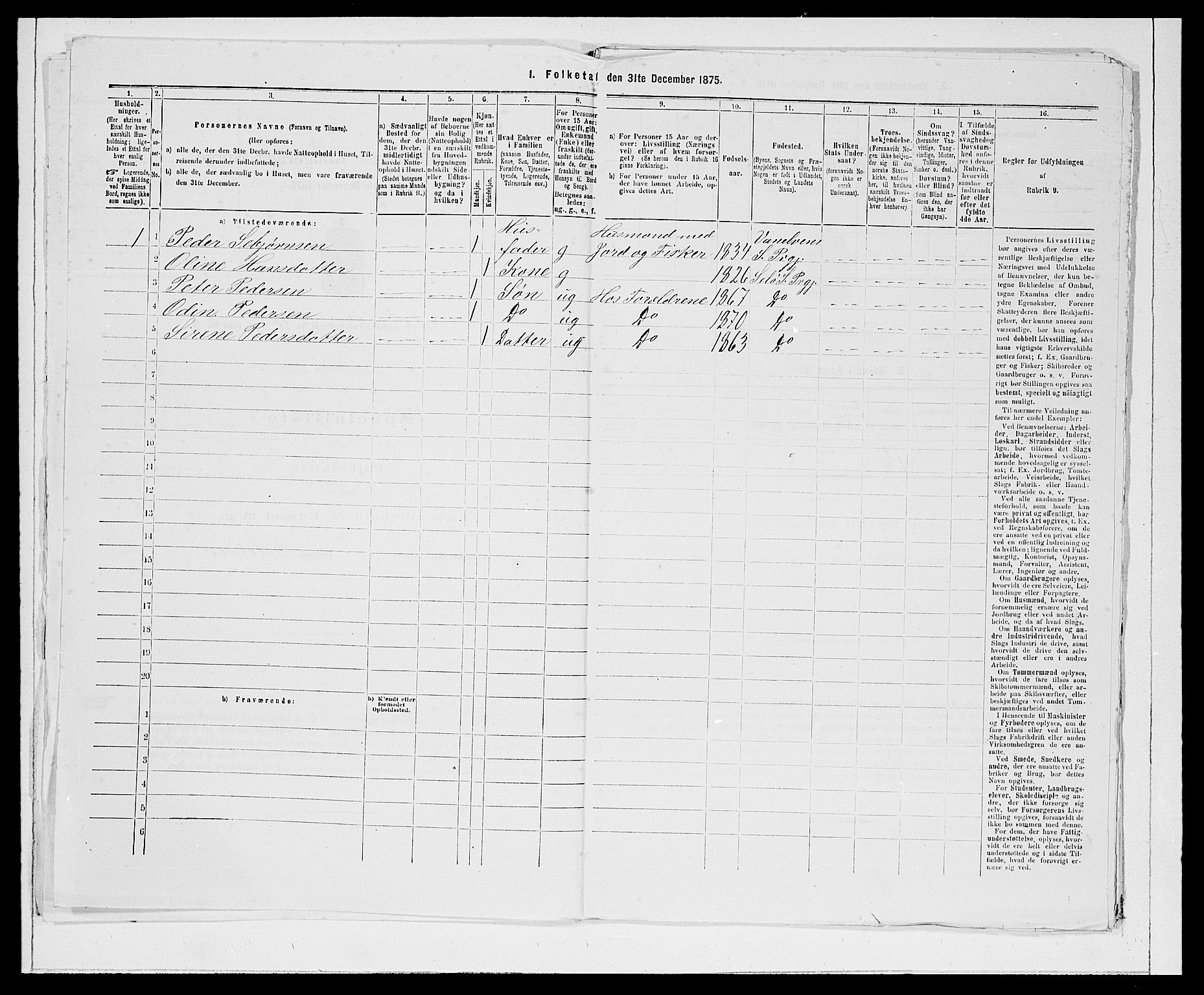 SAB, 1875 Census for 1441P Selje, 1875, p. 1227