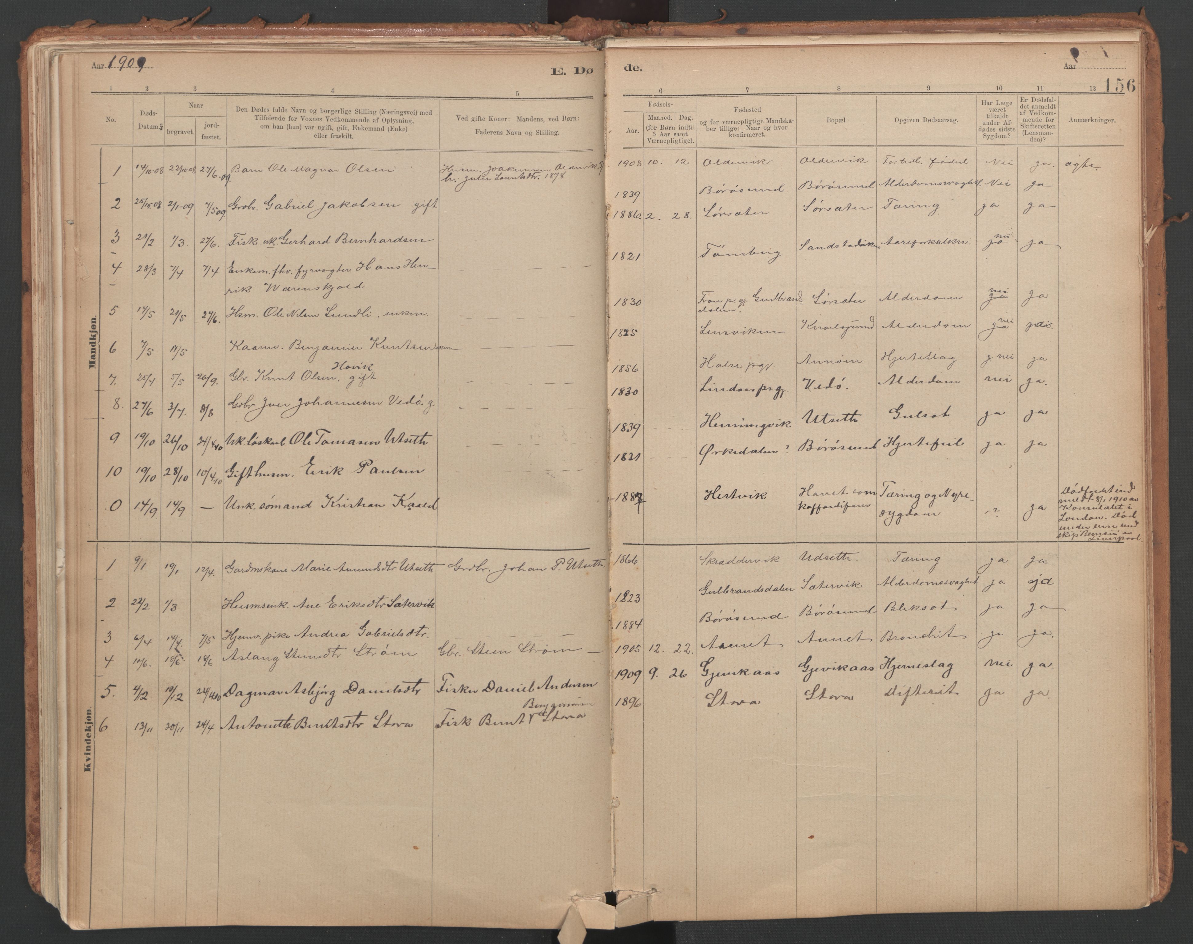 Ministerialprotokoller, klokkerbøker og fødselsregistre - Sør-Trøndelag, SAT/A-1456/639/L0572: Parish register (official) no. 639A01, 1890-1920, p. 156