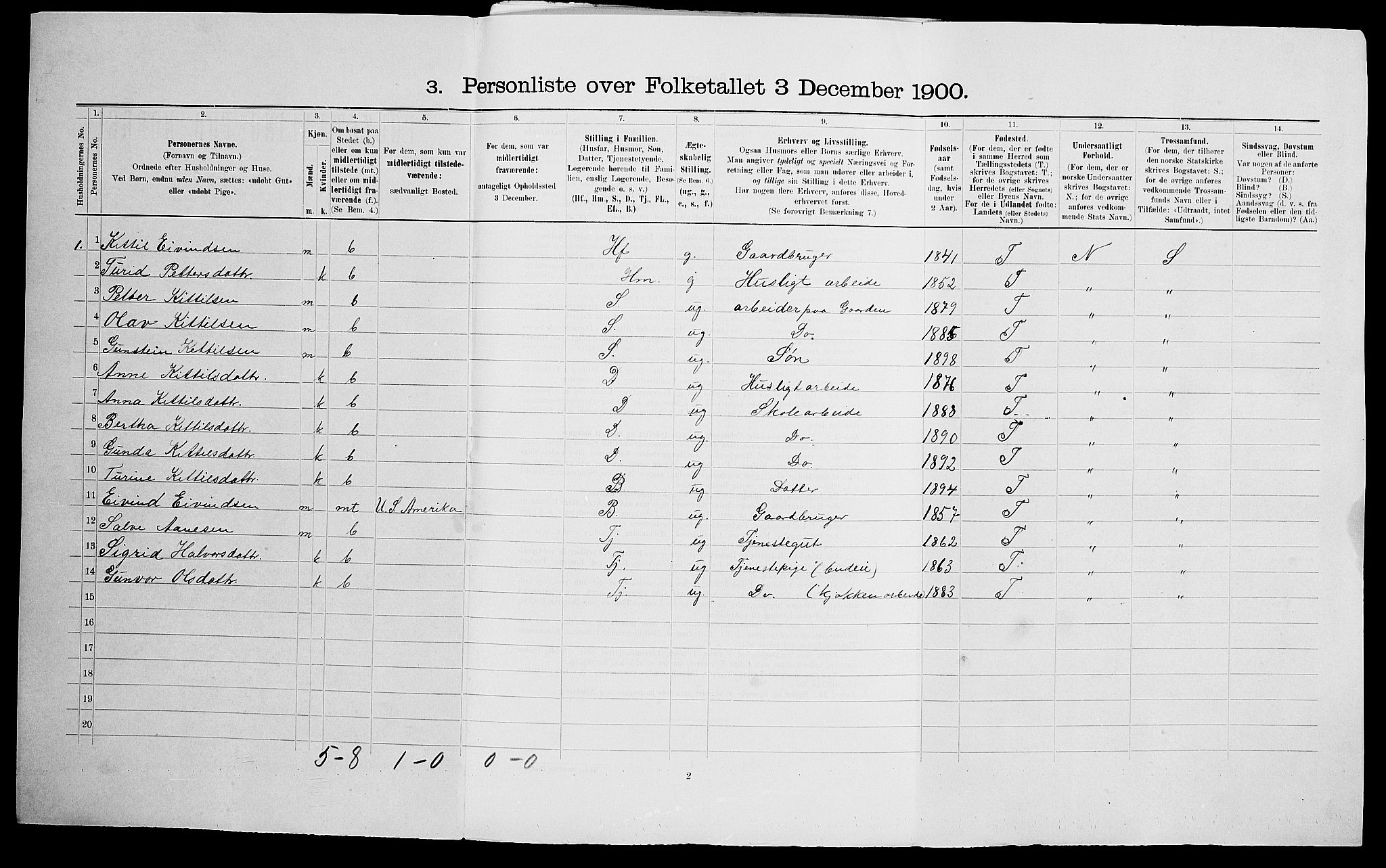 SAK, 1900 census for Åmli, 1900, p. 53