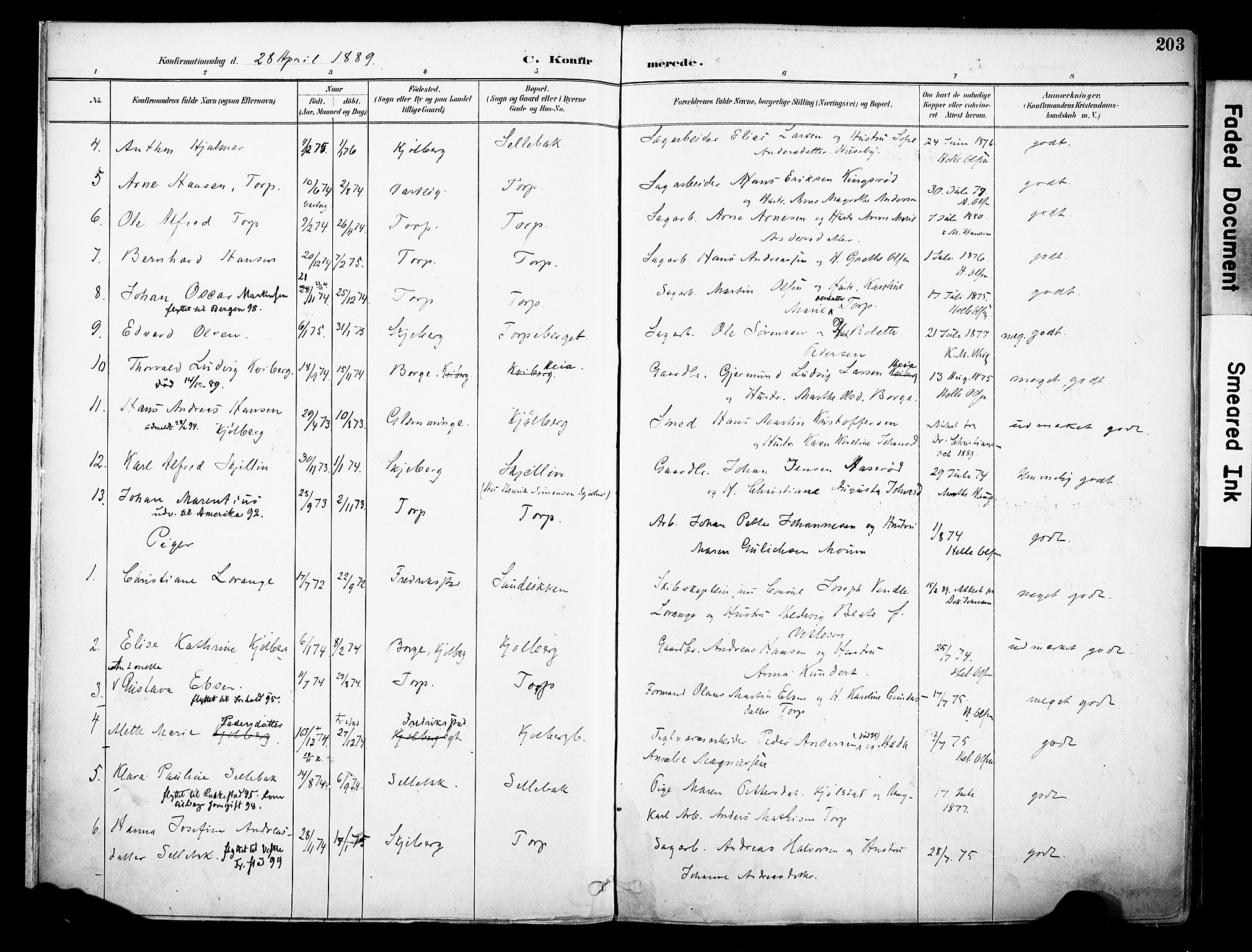 Borge prestekontor Kirkebøker, AV/SAO-A-10903/F/Fa/L0008: Parish register (official) no. I 8B, 1887-1902, p. 203