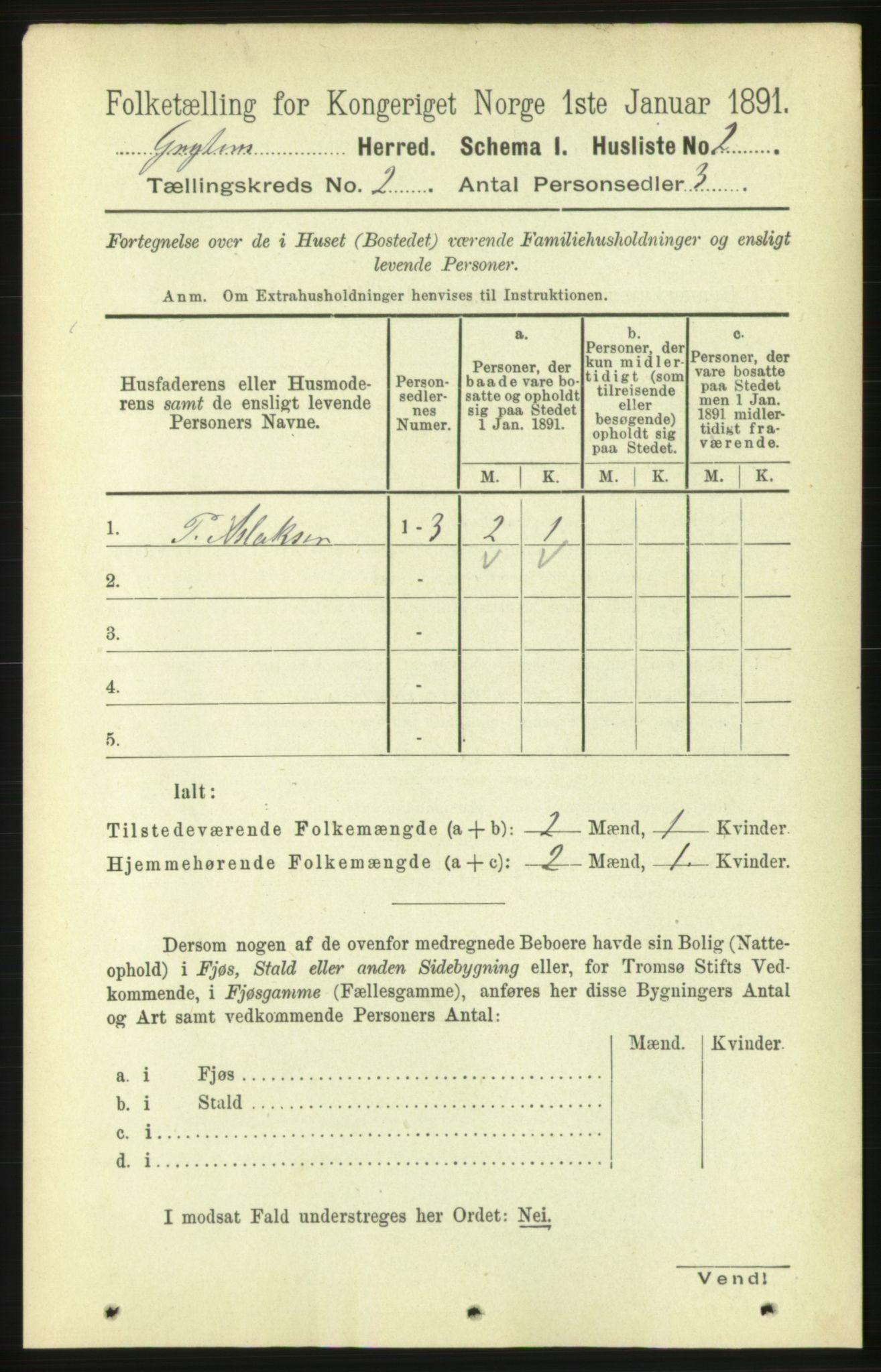 RA, 1891 census for 1539 Grytten, 1891, p. 350