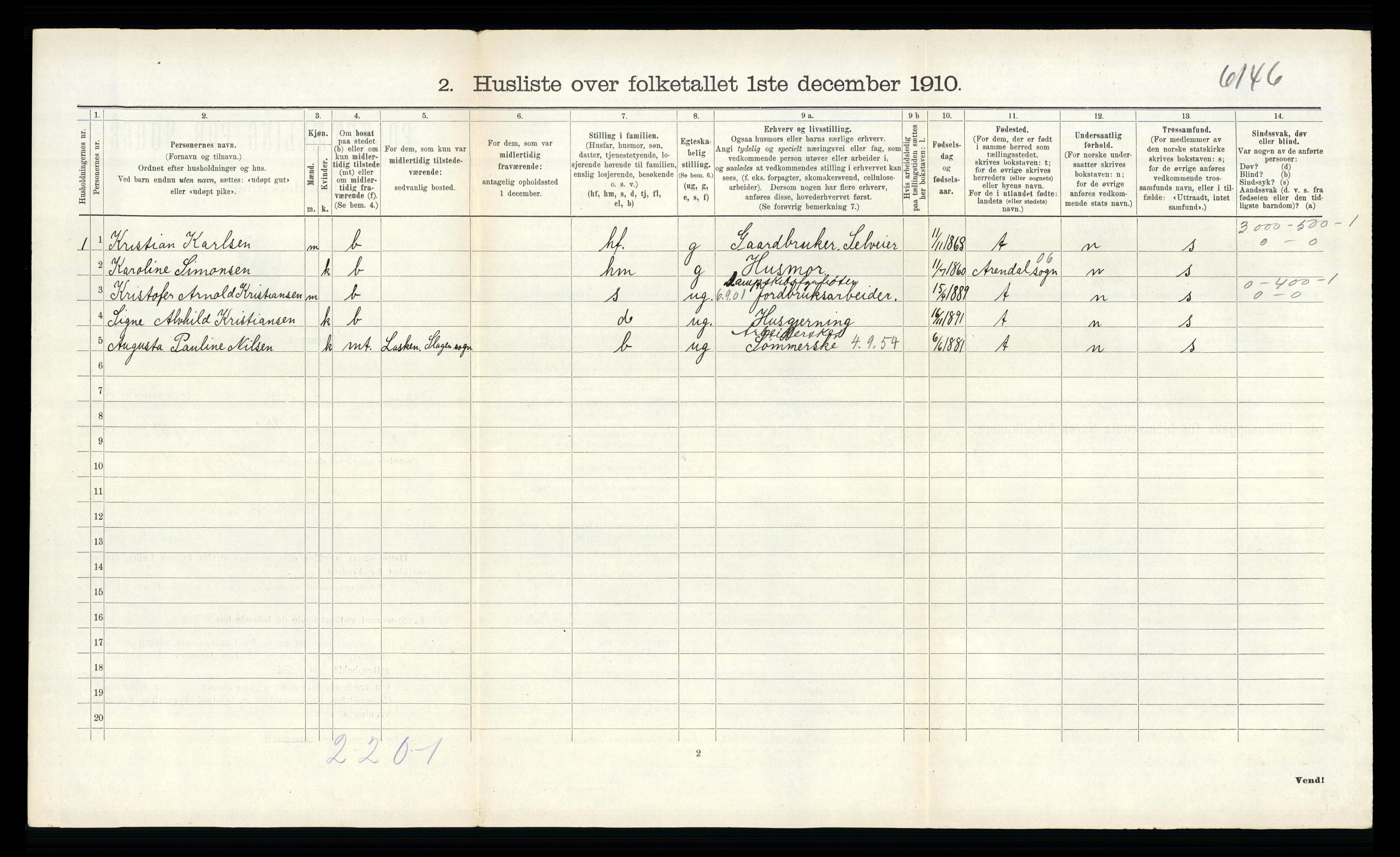 RA, 1910 census for Sem, 1910, p. 227