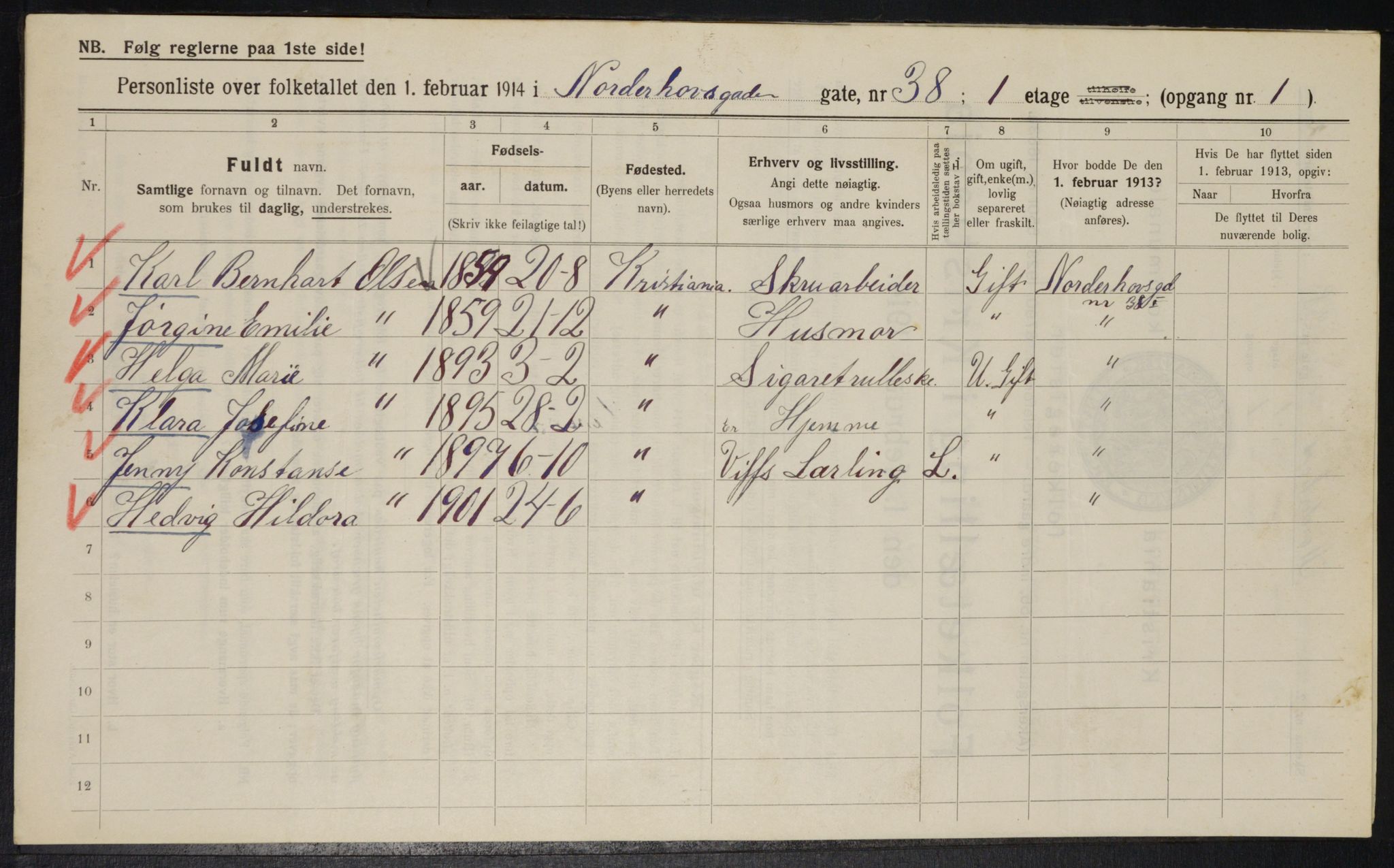 OBA, Municipal Census 1914 for Kristiania, 1914, p. 73033