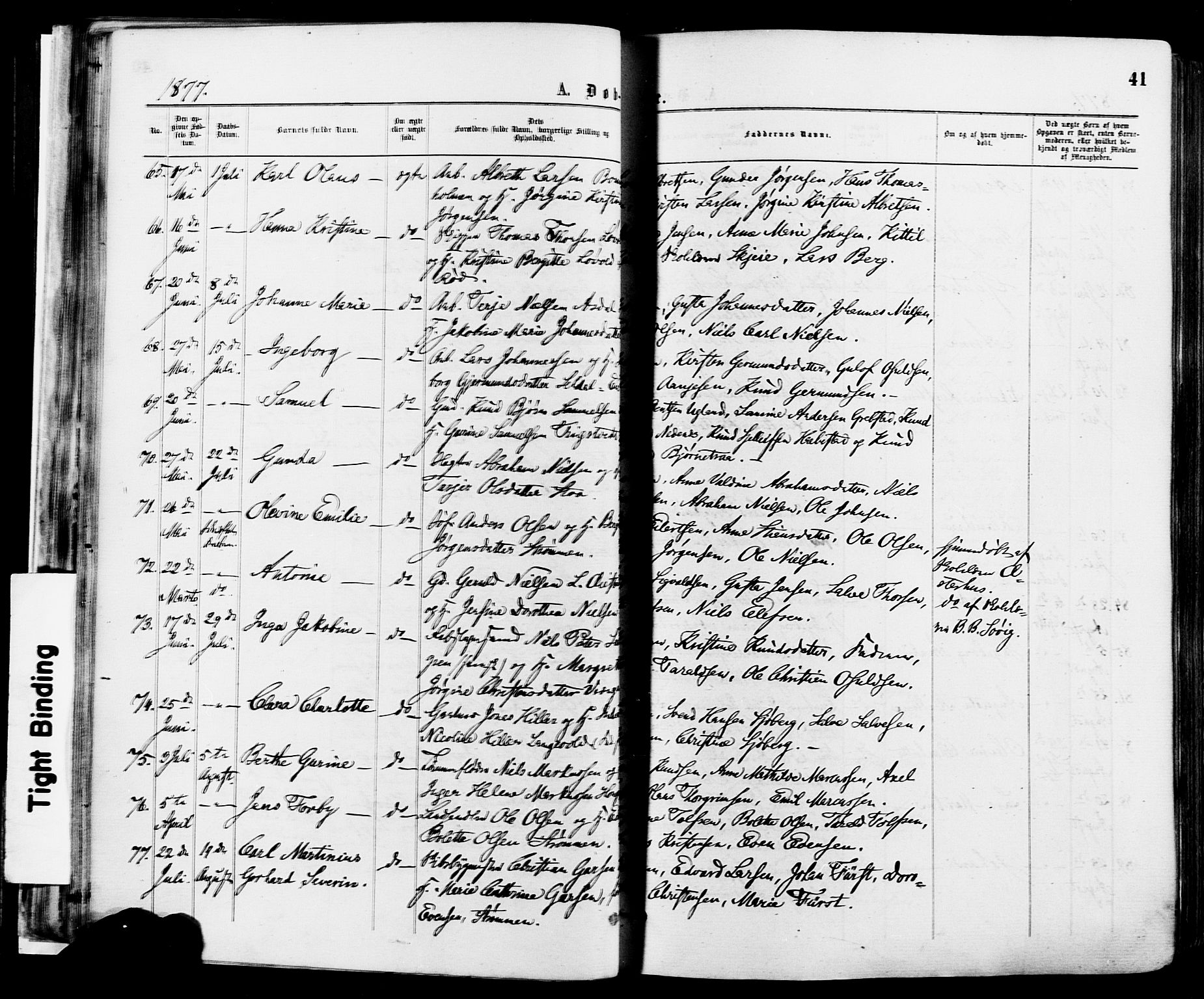 Øyestad sokneprestkontor, SAK/1111-0049/F/Fa/L0016: Parish register (official) no. A 16, 1874-1886, p. 41