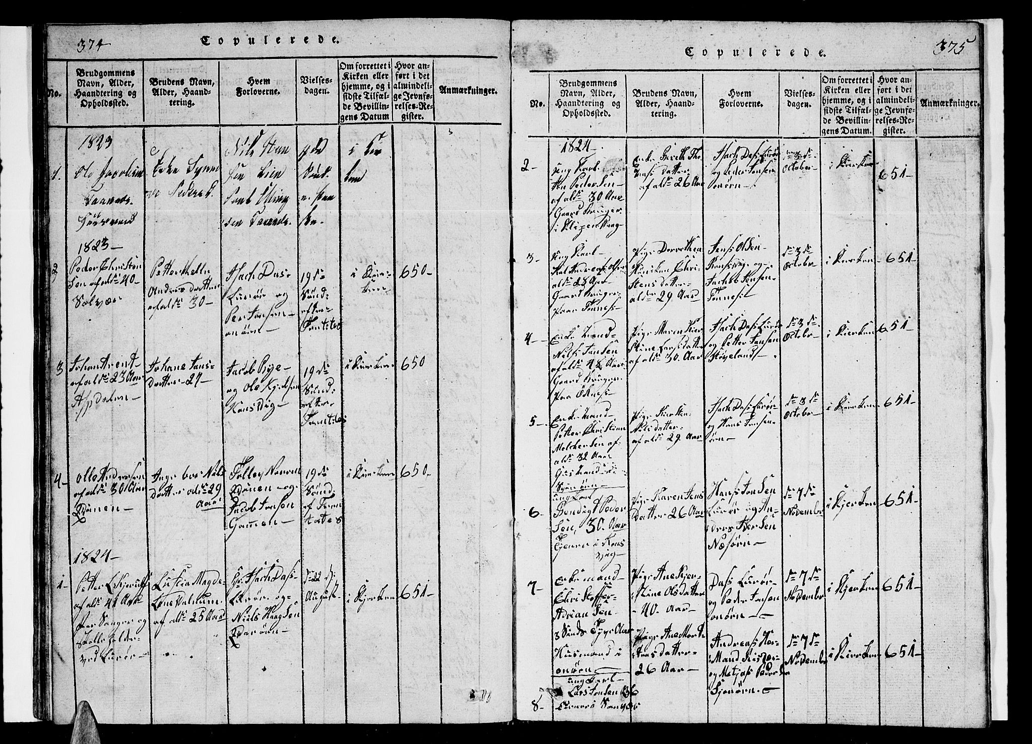 Ministerialprotokoller, klokkerbøker og fødselsregistre - Nordland, SAT/A-1459/839/L0571: Parish register (copy) no. 839C01, 1820-1840, p. 374-375